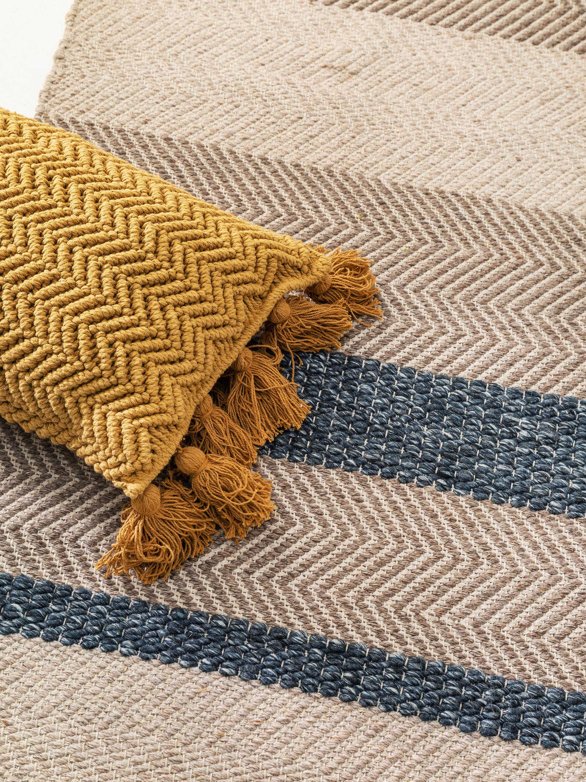 Tapis de passage en laine Phrena bleu clair