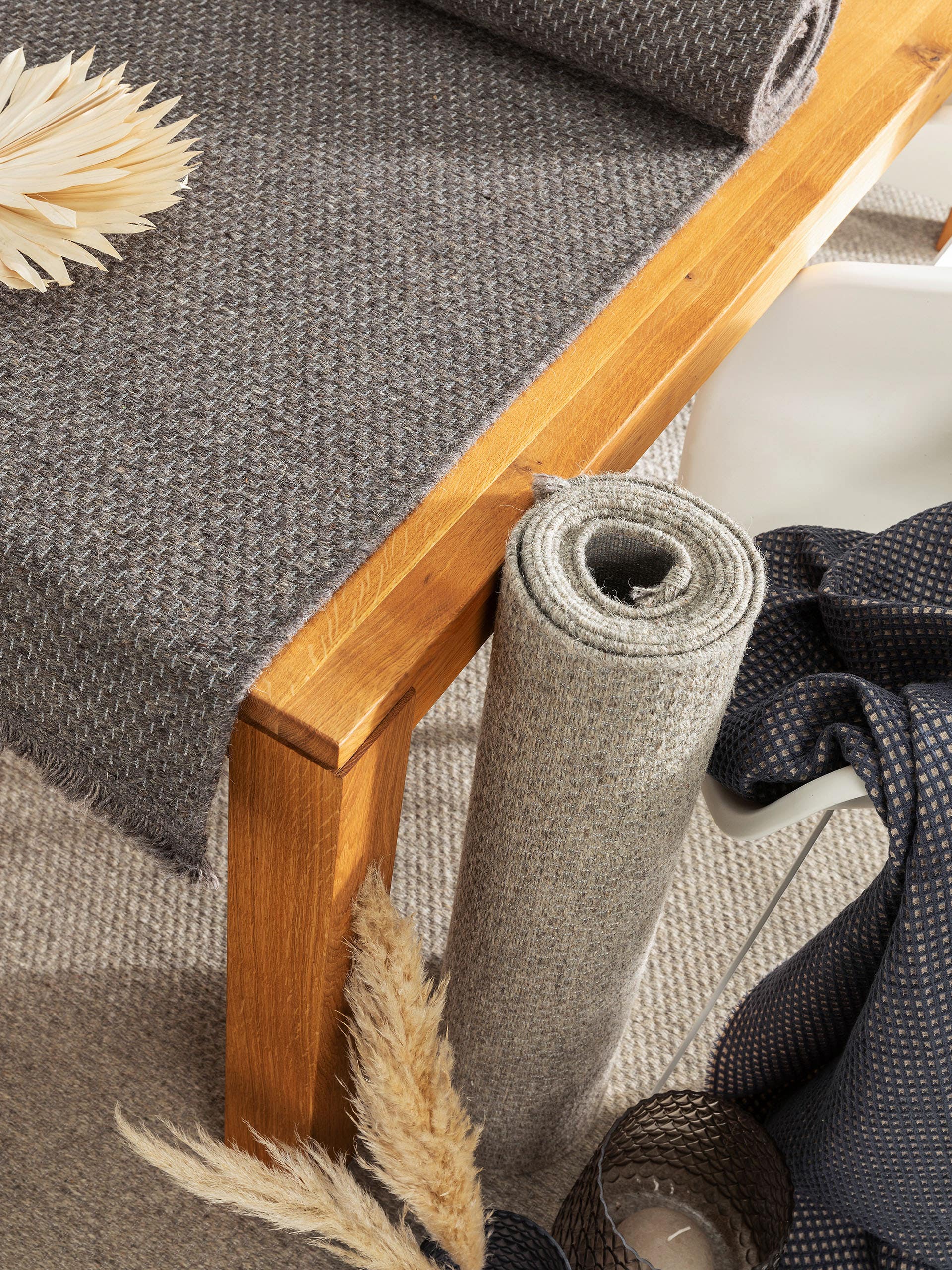 Tapis de passage en laine Celia gris foncé