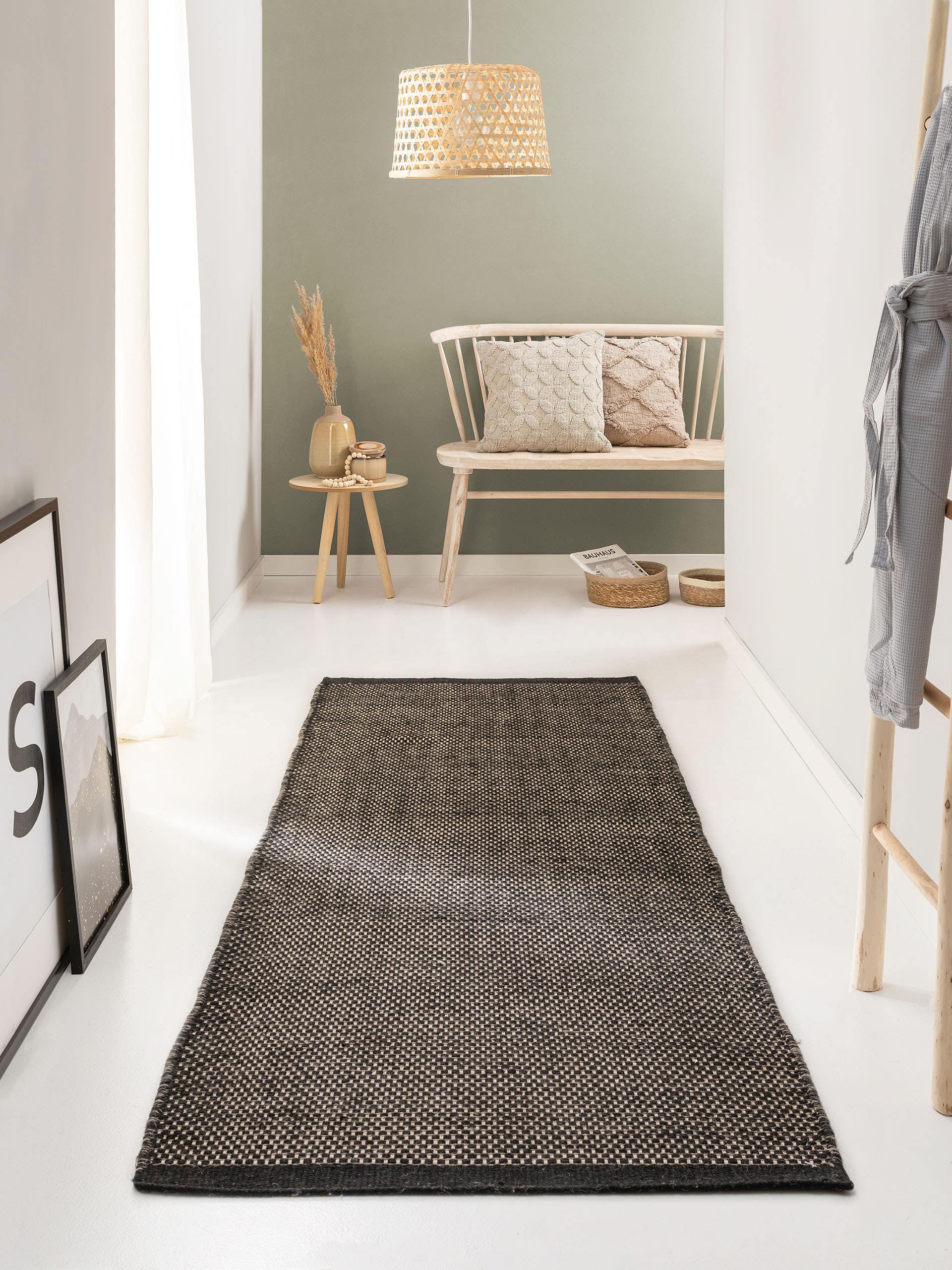 Tapis de passage en laine Rocco / Noir