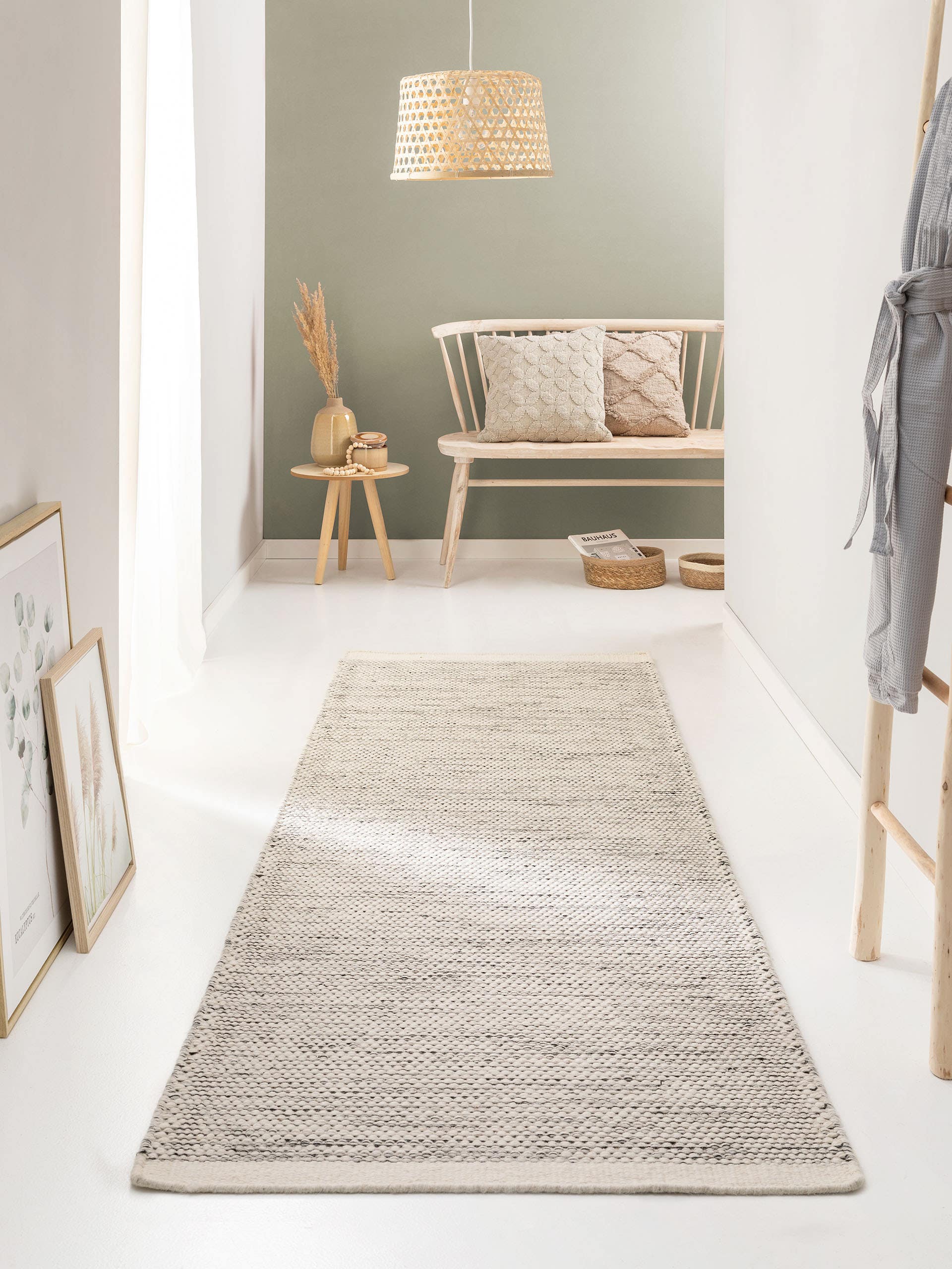 Tapis de passage en laine Rocco / Noir