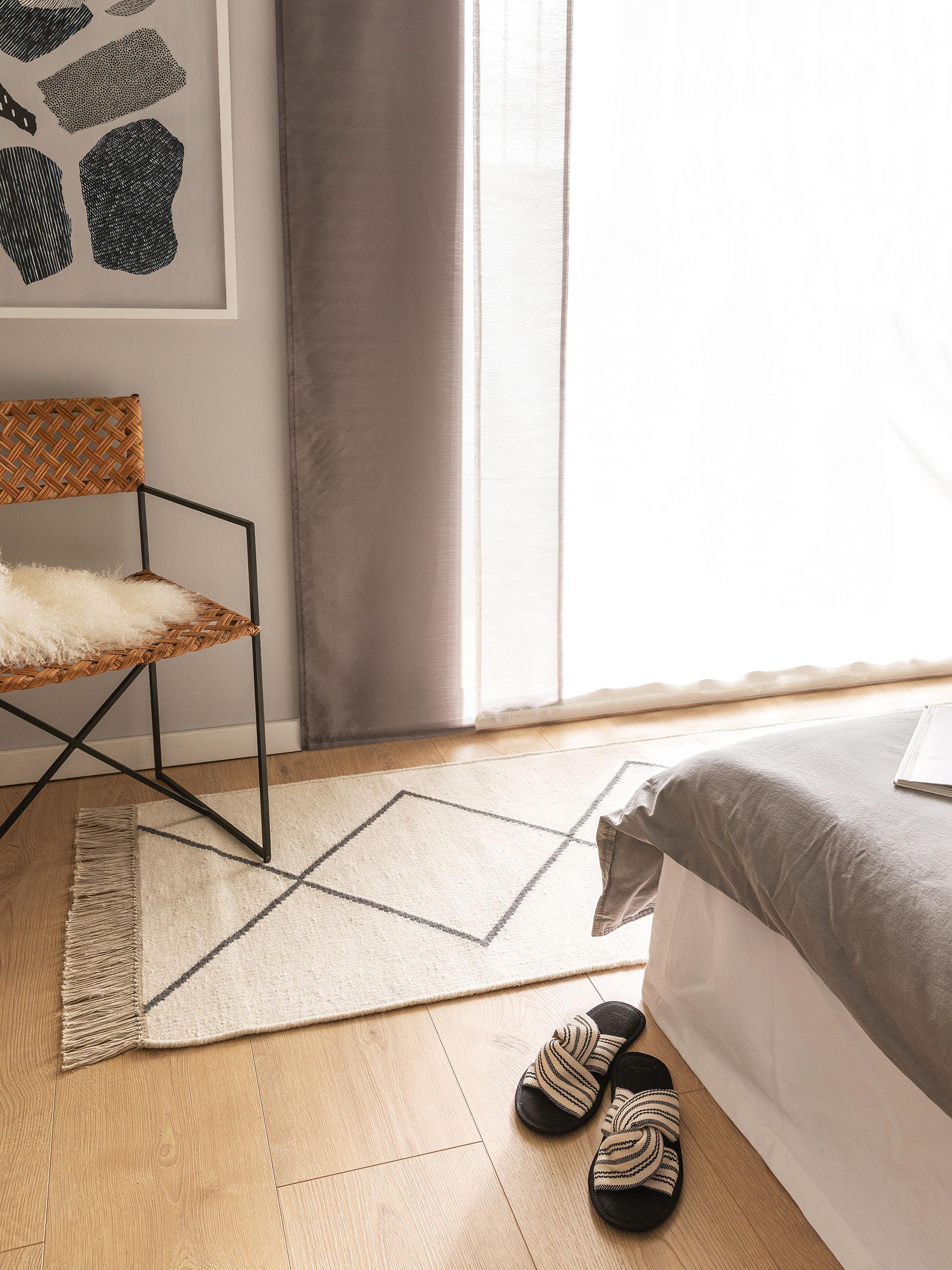 Kilim tissé à la main Vince Ivoire