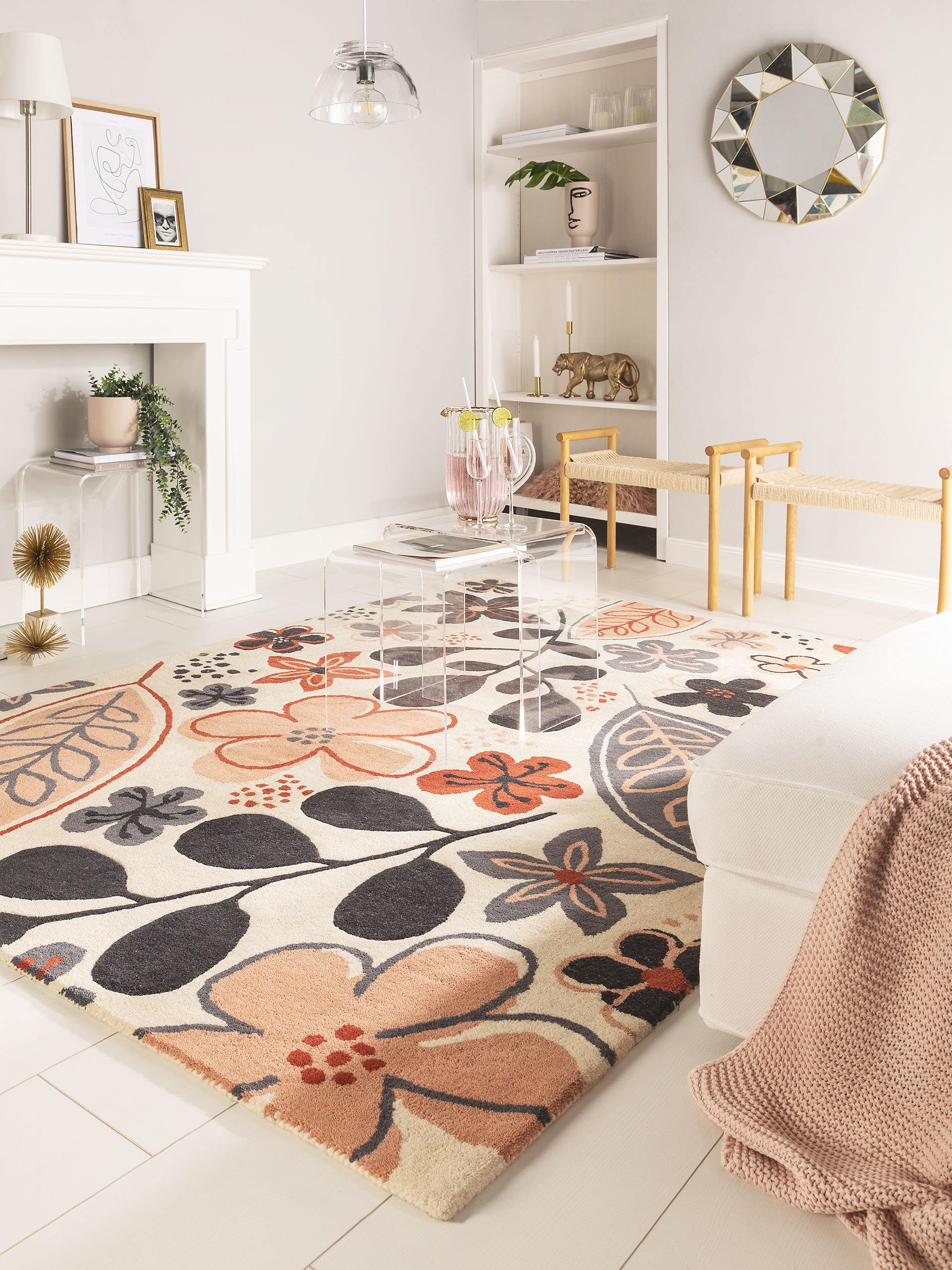 Tapis en laine fleuri