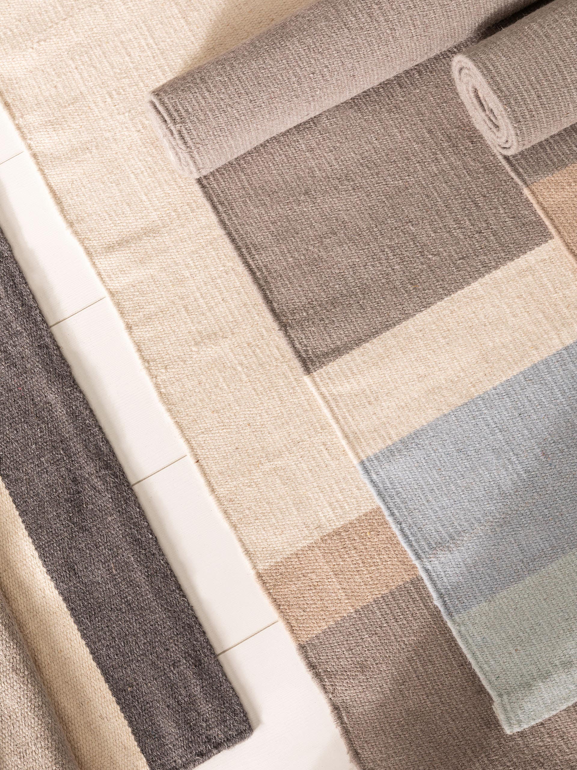 Wollteppich Läufer New Stripes Cream/Rosa