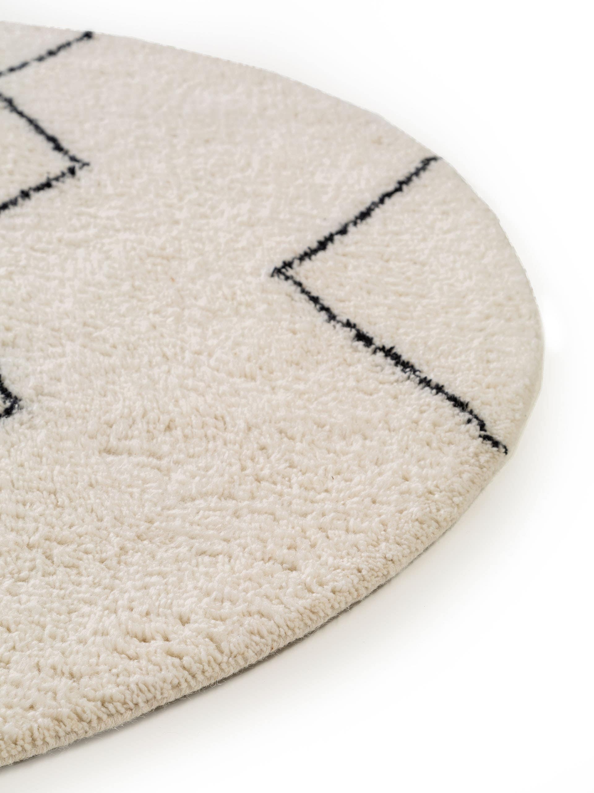 Wollteppich rund Berber Cream