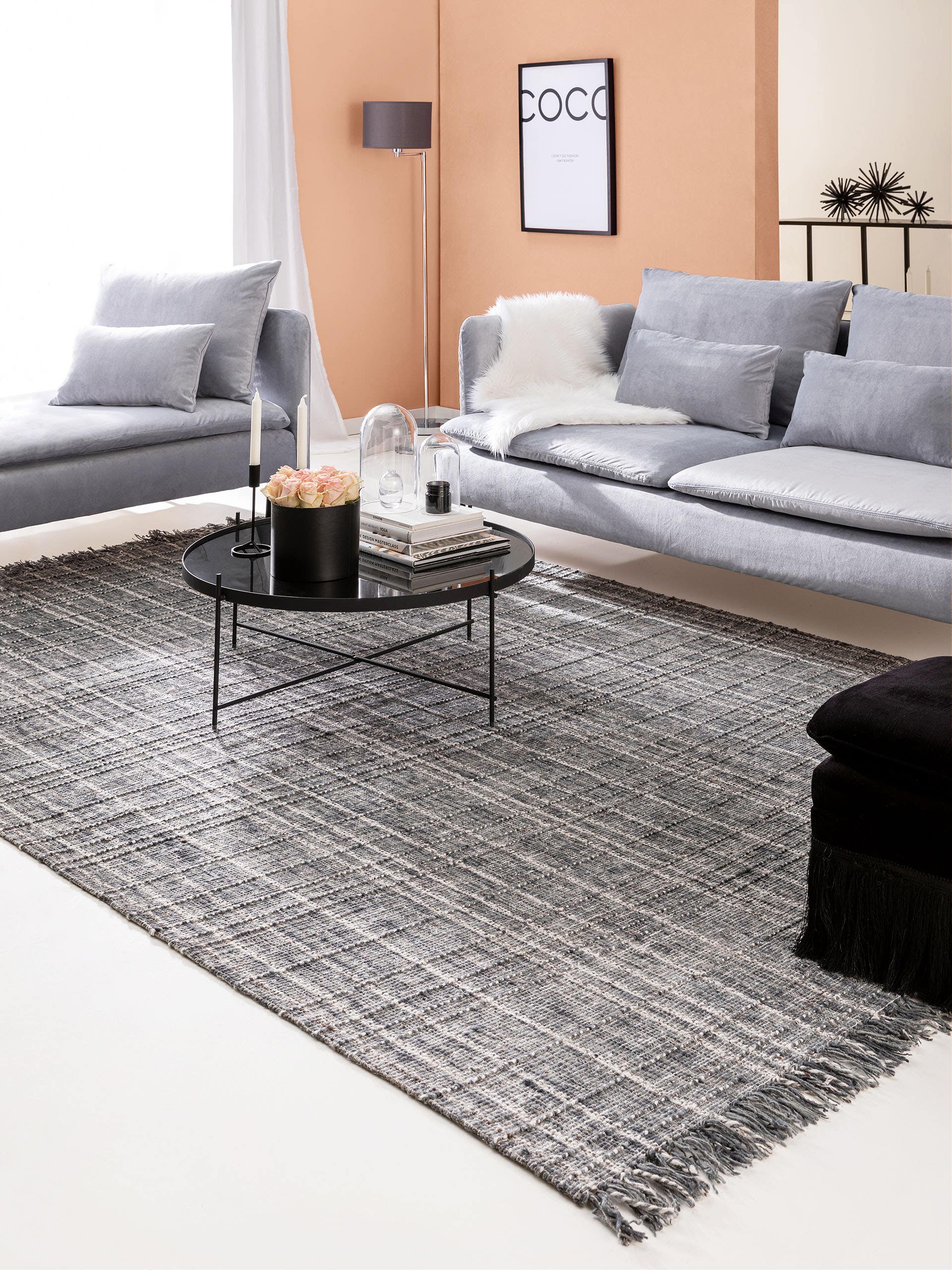Tapis en laine de coco anthracite