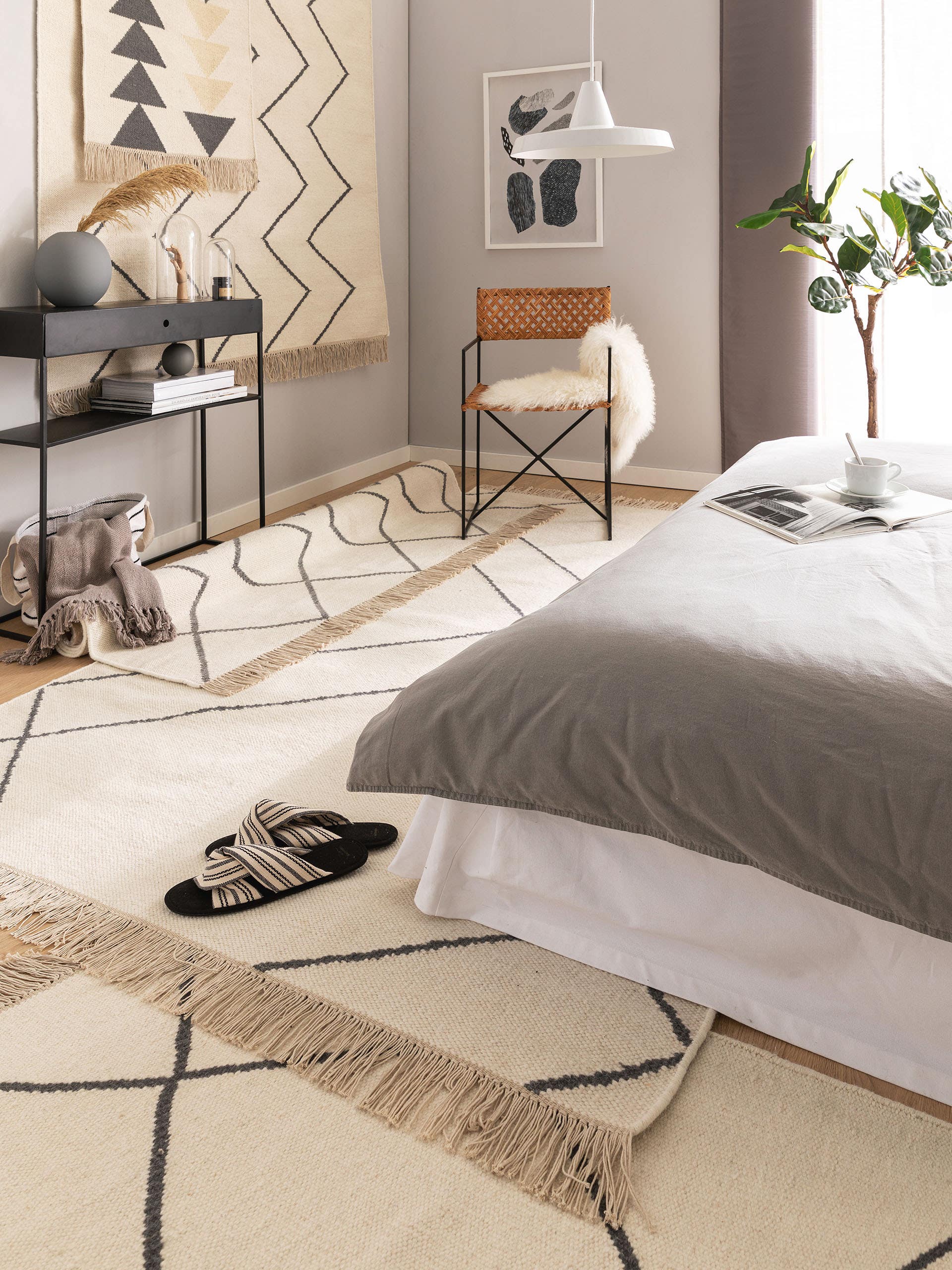 Kilim tissé à la main Vince Ivoire