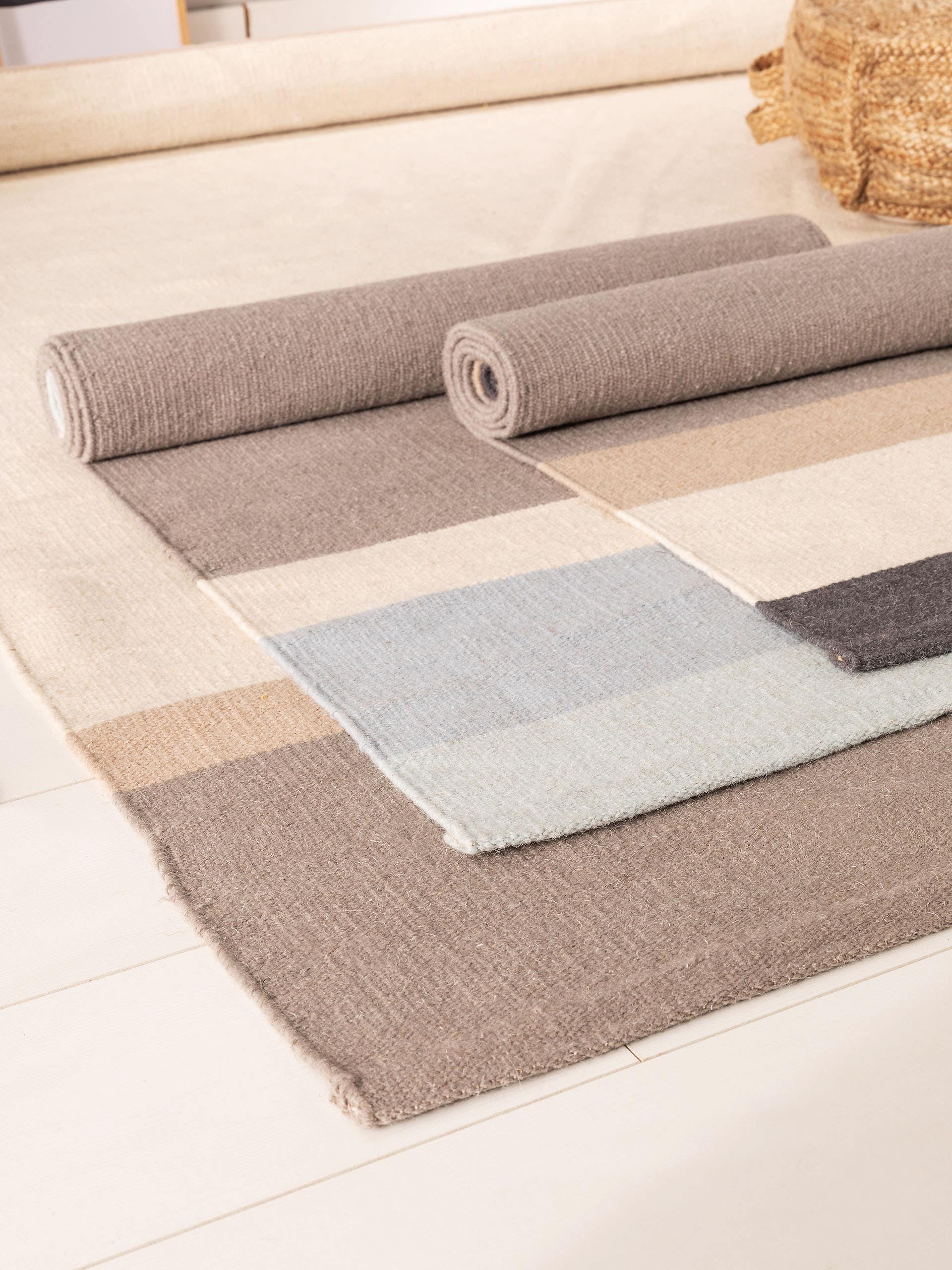 Wollteppich Läufer New Stripes Cream/Rosa