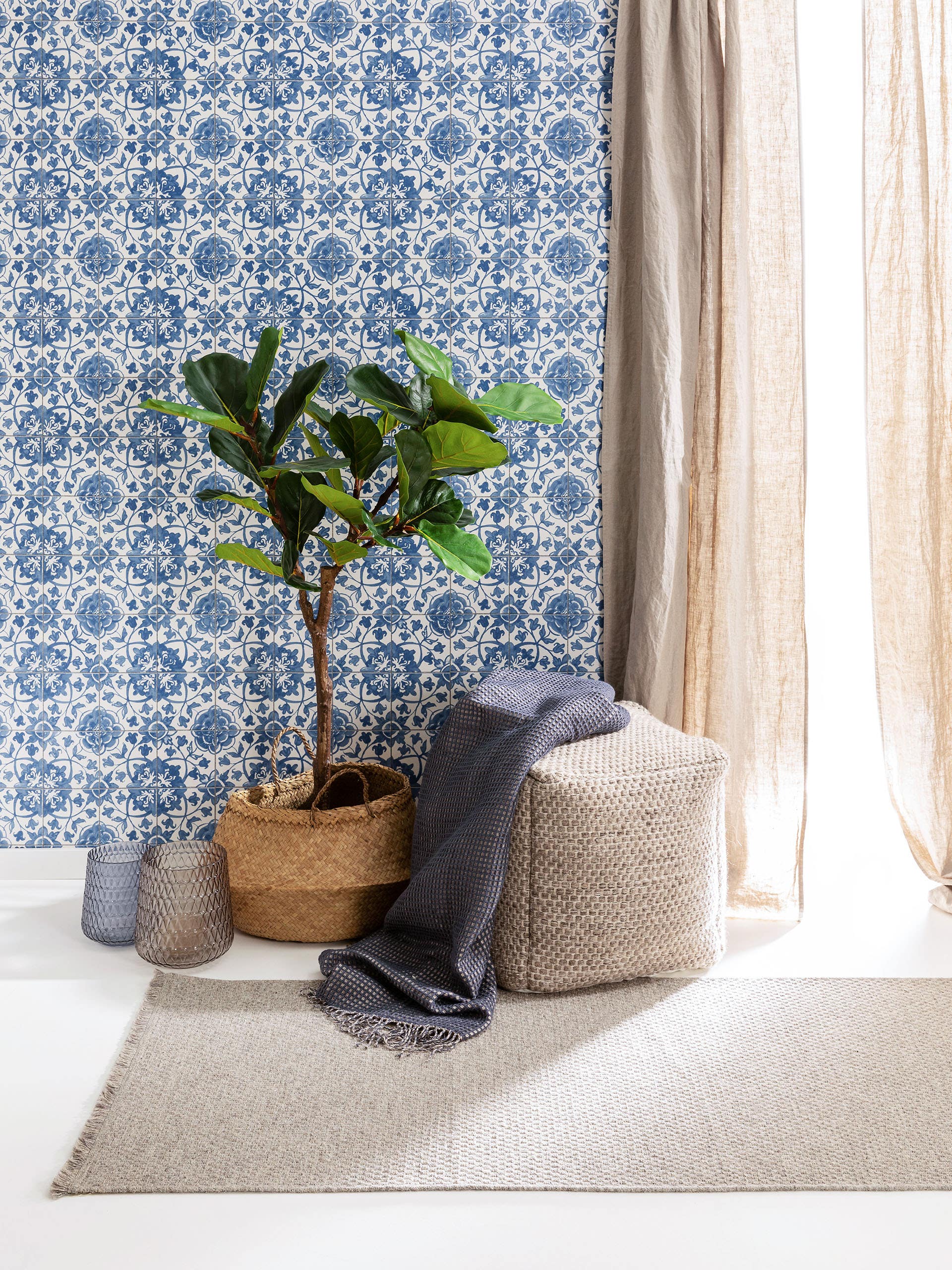 Tapis de passage en laine Celia gris foncé
