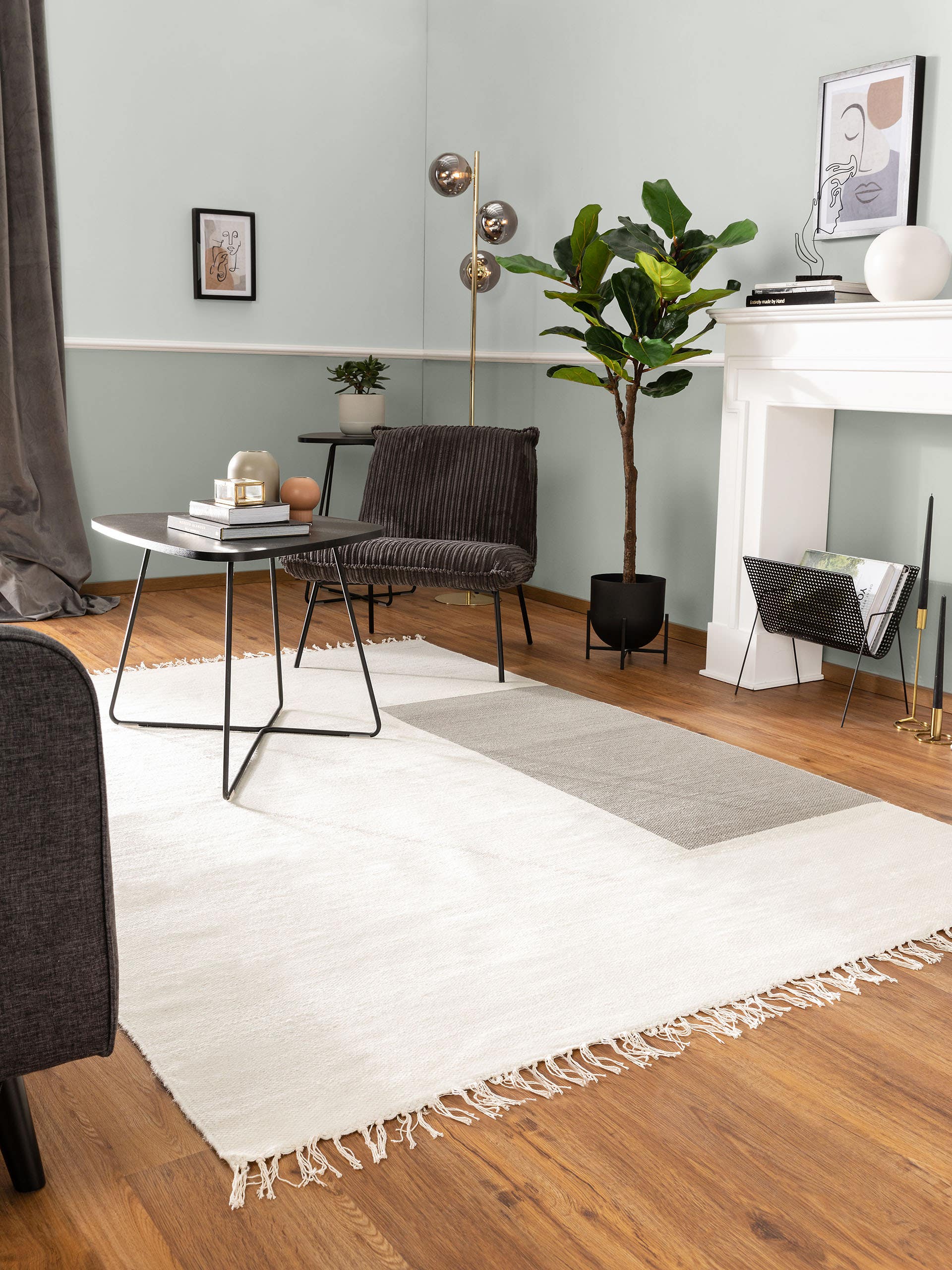 Tapis en laine Neo Crème/Menthe