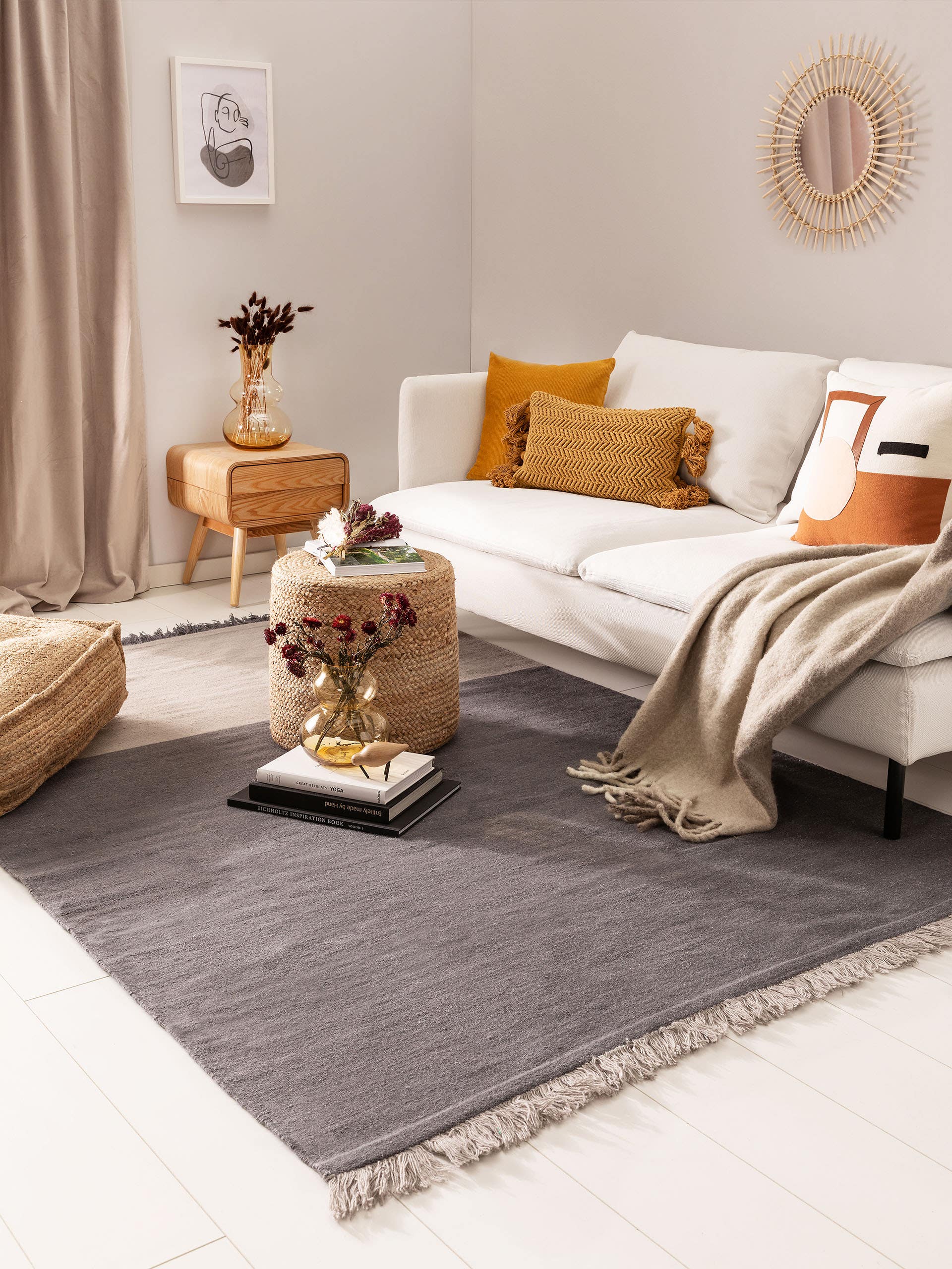 Tapis en laine Blok /Rouge foncé