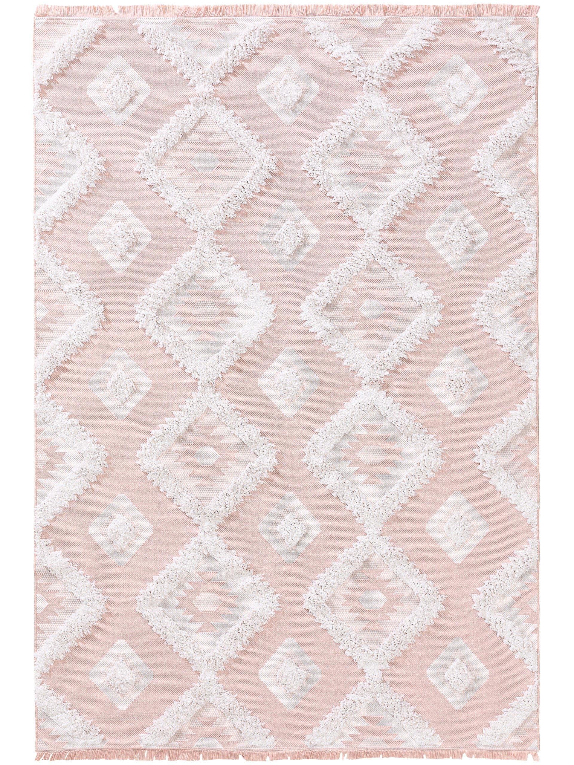 Waschbarer Baumwollteppich Oslo Cream/Rosa
