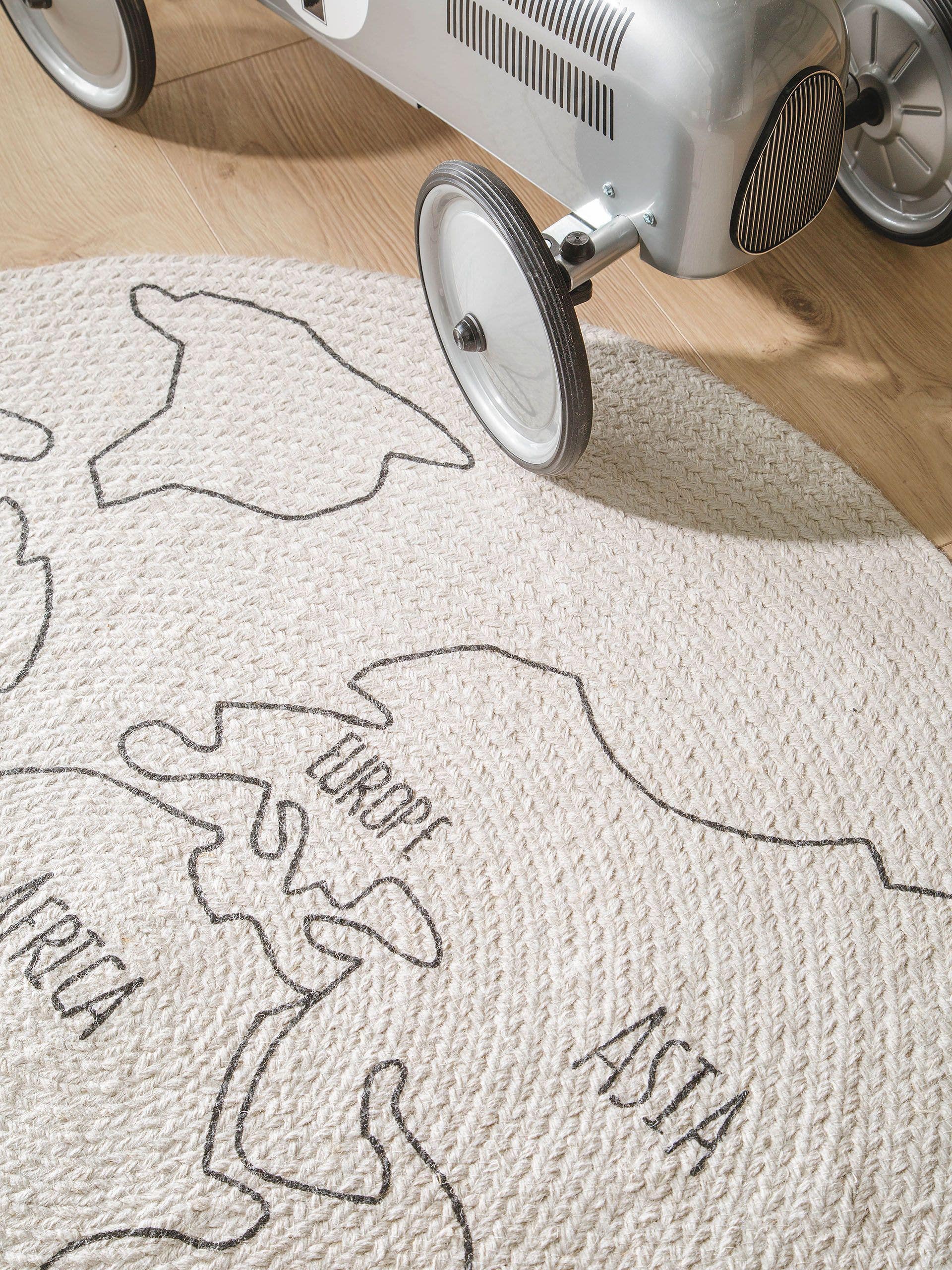 Kinderteppich World Map Weiß/Schwarz