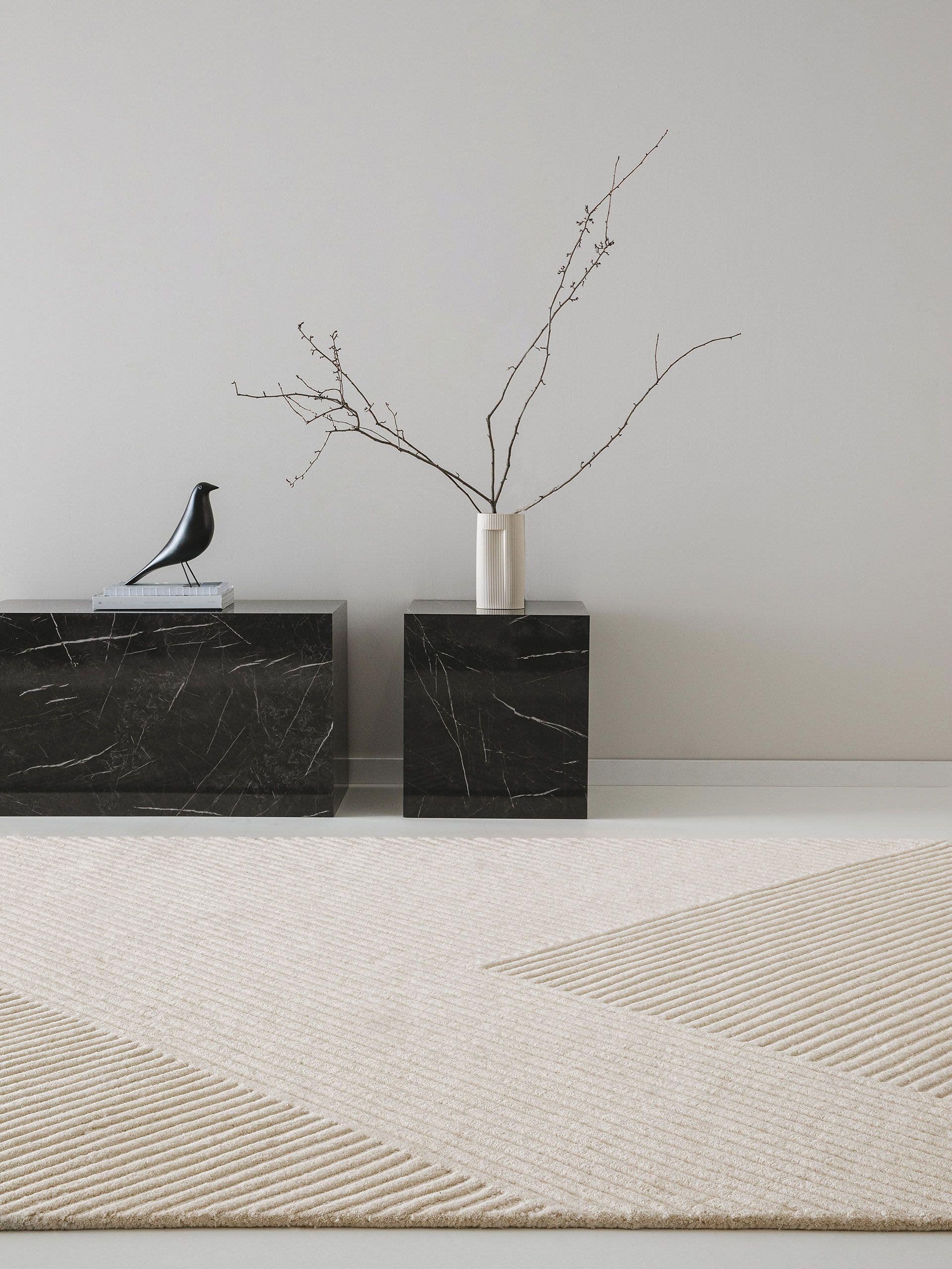 Tapis Yanis en laine ivoire