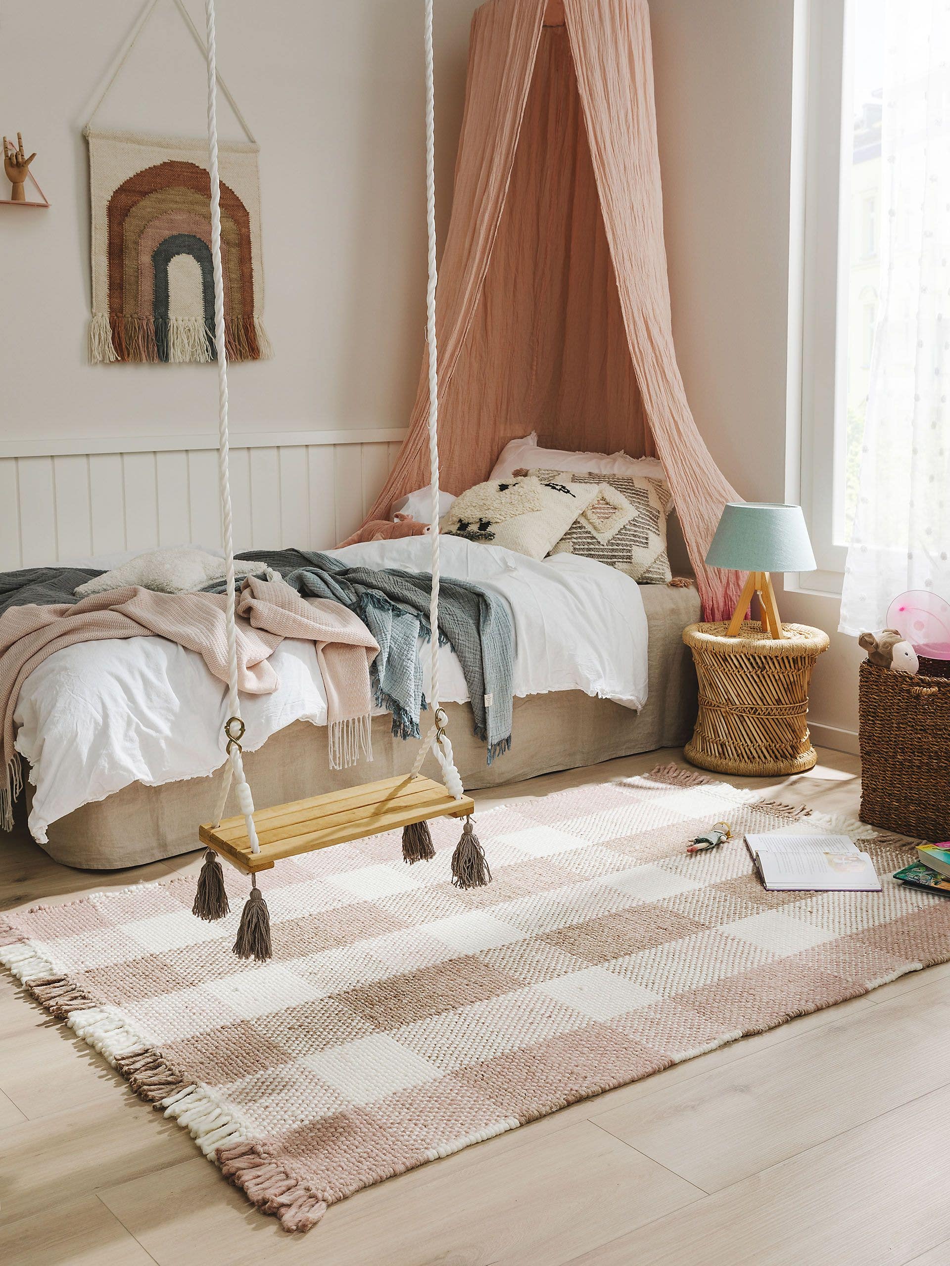 Tapis enfant Josy Crème/Rose