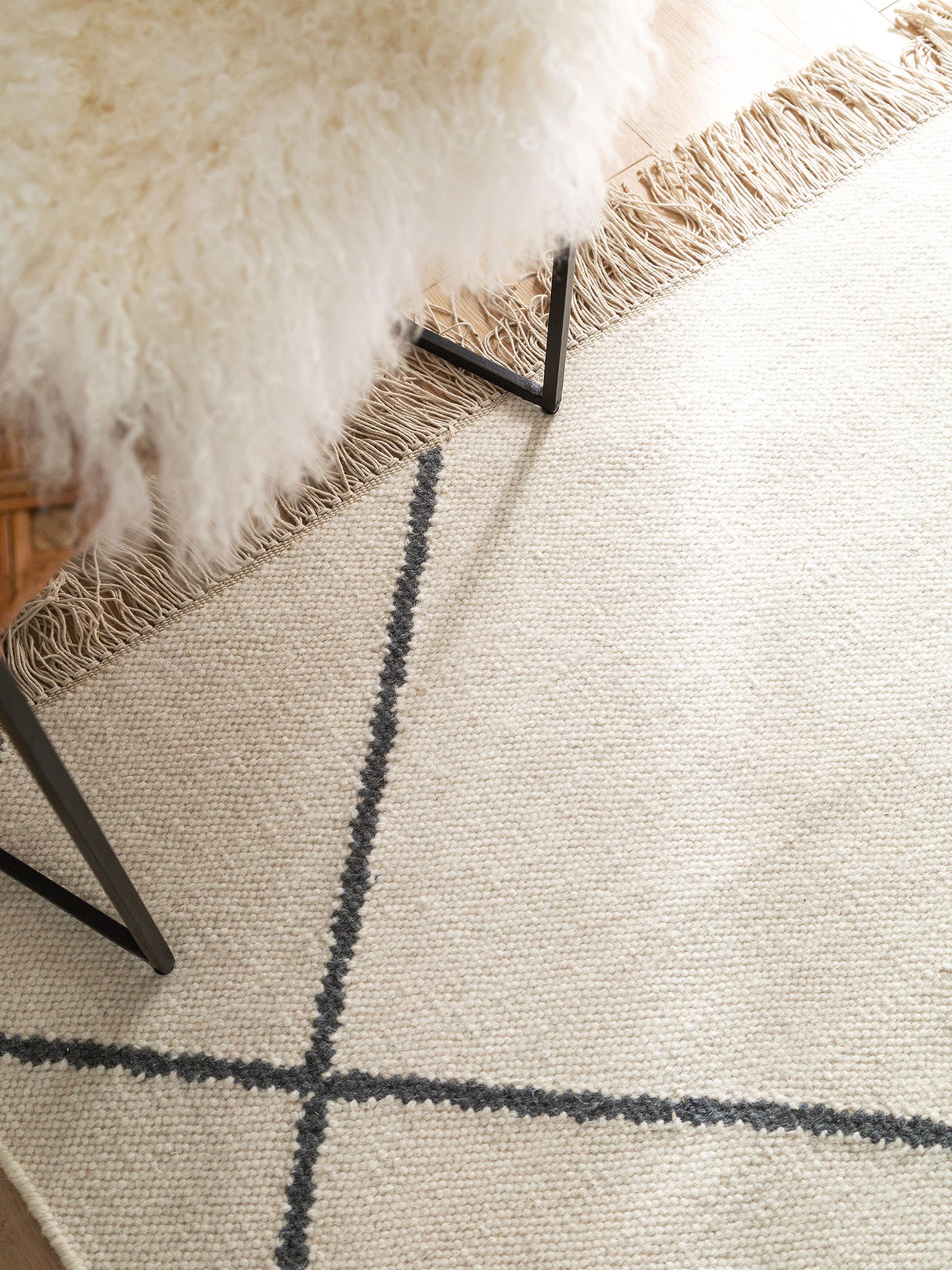 Kilim tissé à la main Vince Ivoire