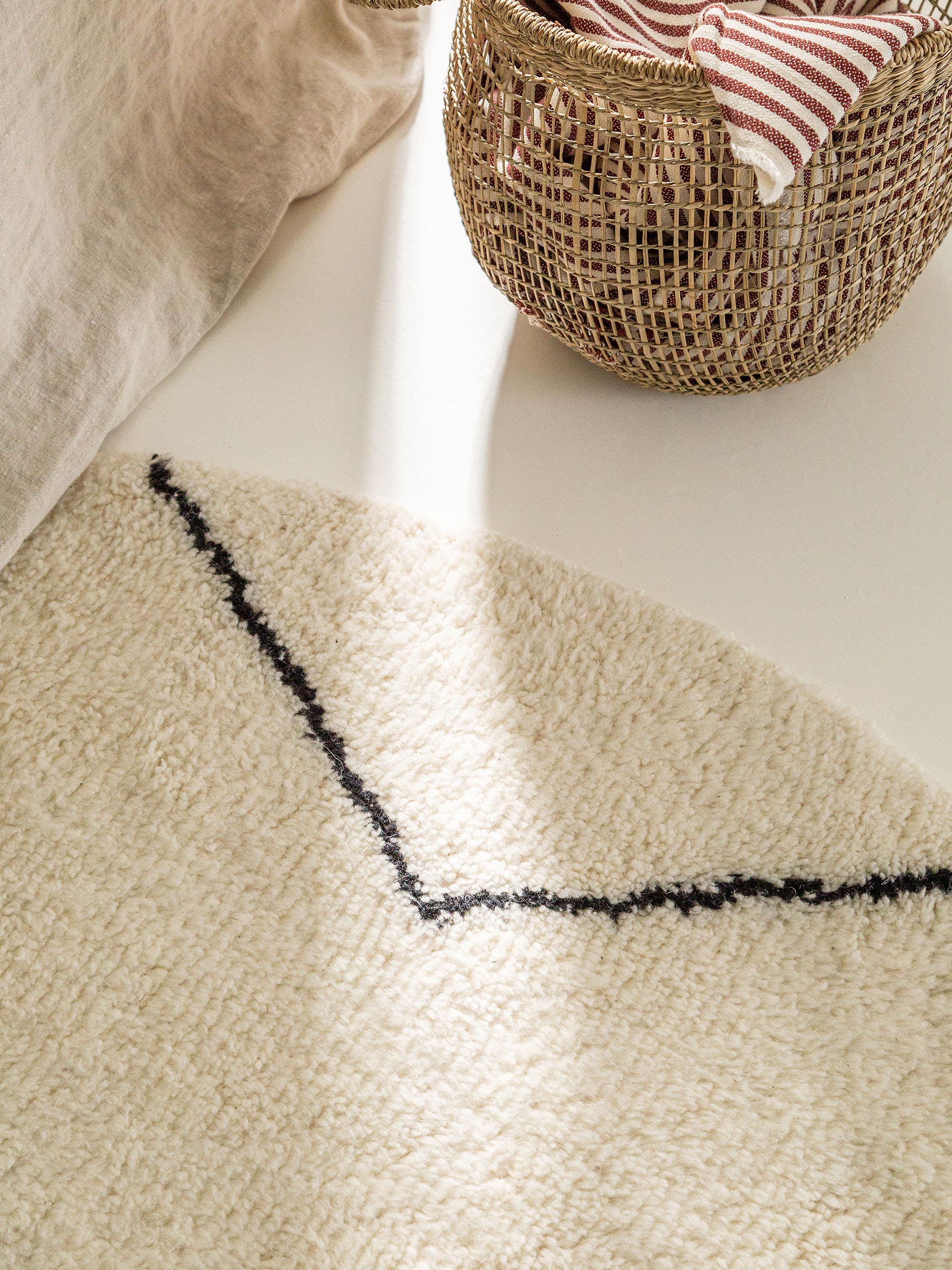 Wollteppich rund Berber Cream