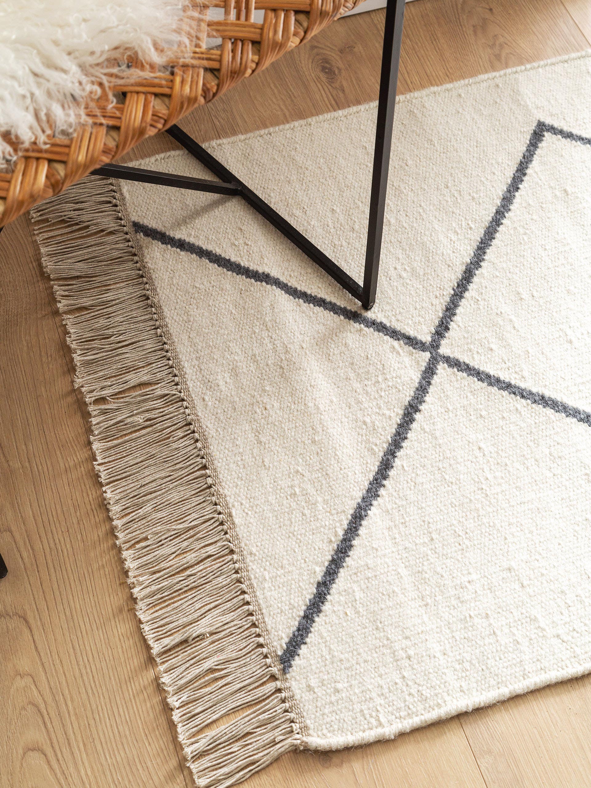 Kilim tissé à la main Vince Ivoire