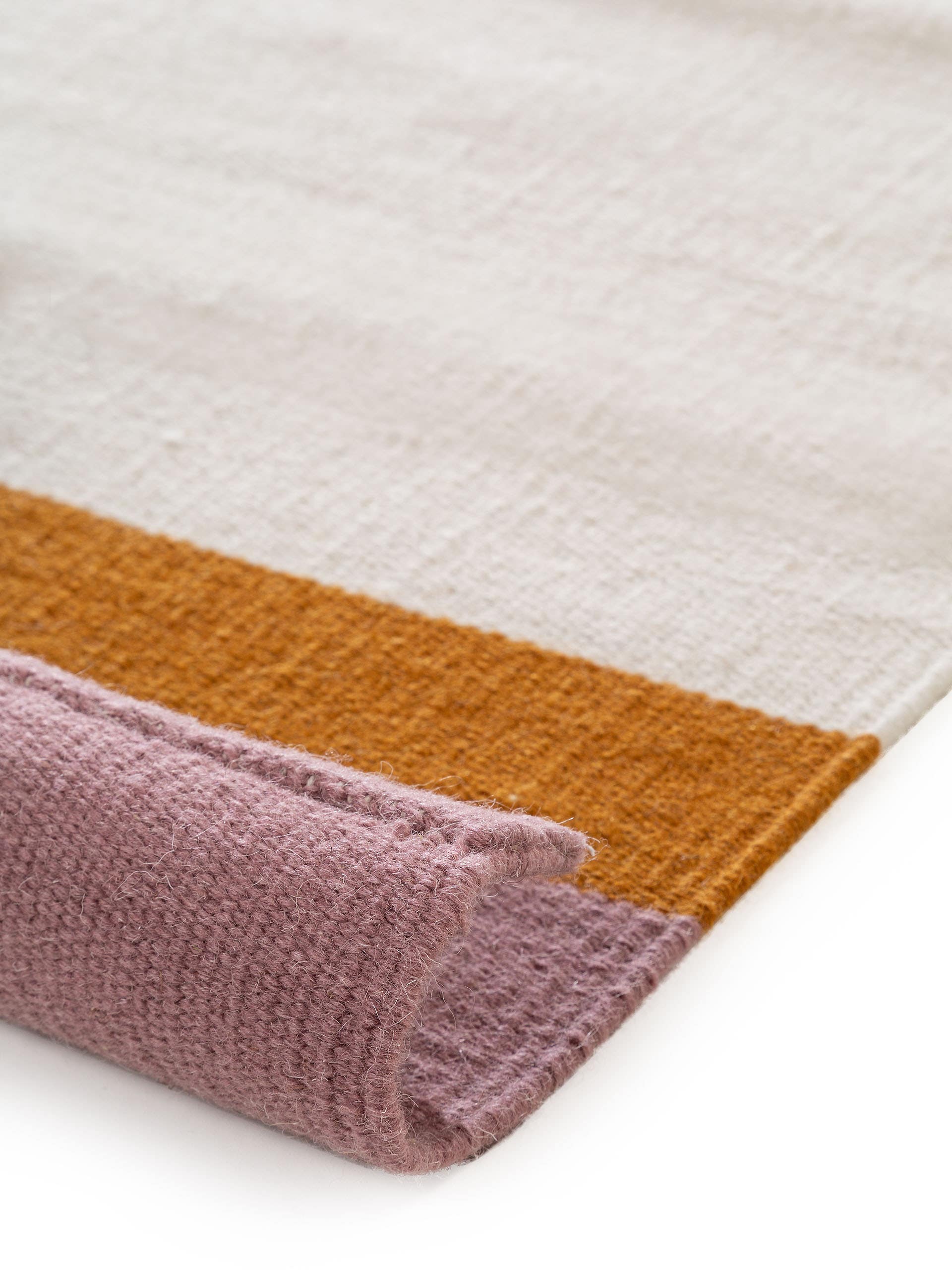 Wollteppich Läufer New Stripes Cream/Rosa
