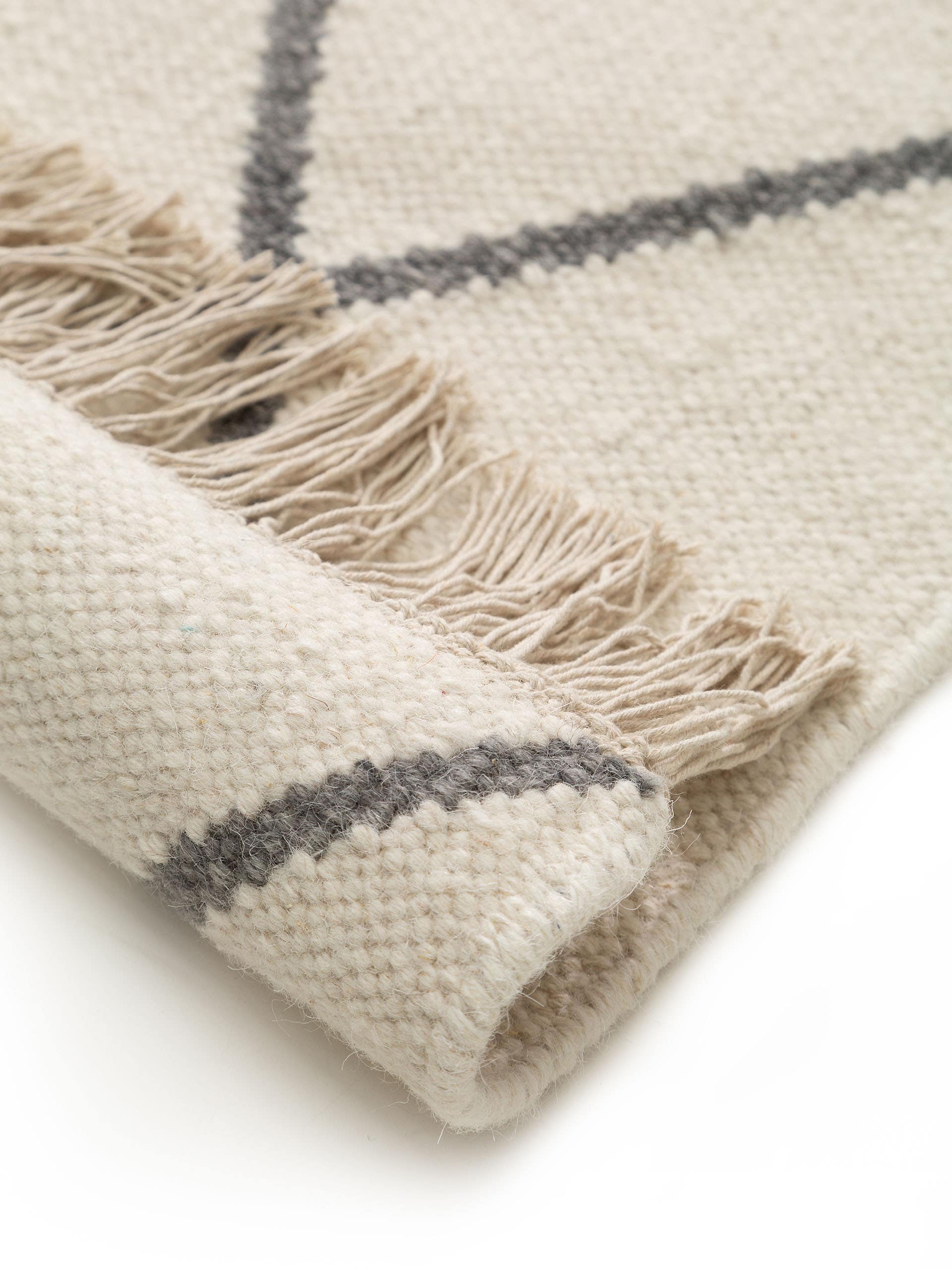 Kilim tissé à la main Vince Ivoire