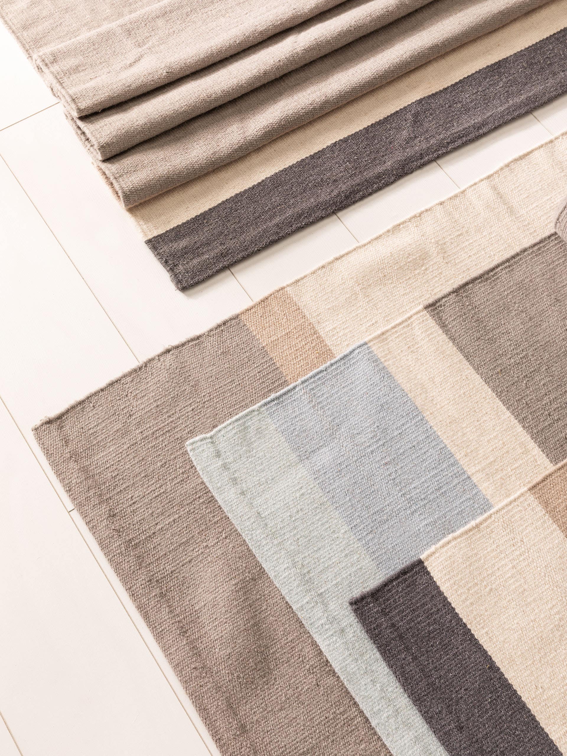 Wollteppich New Stripes Hellgrau/Mint