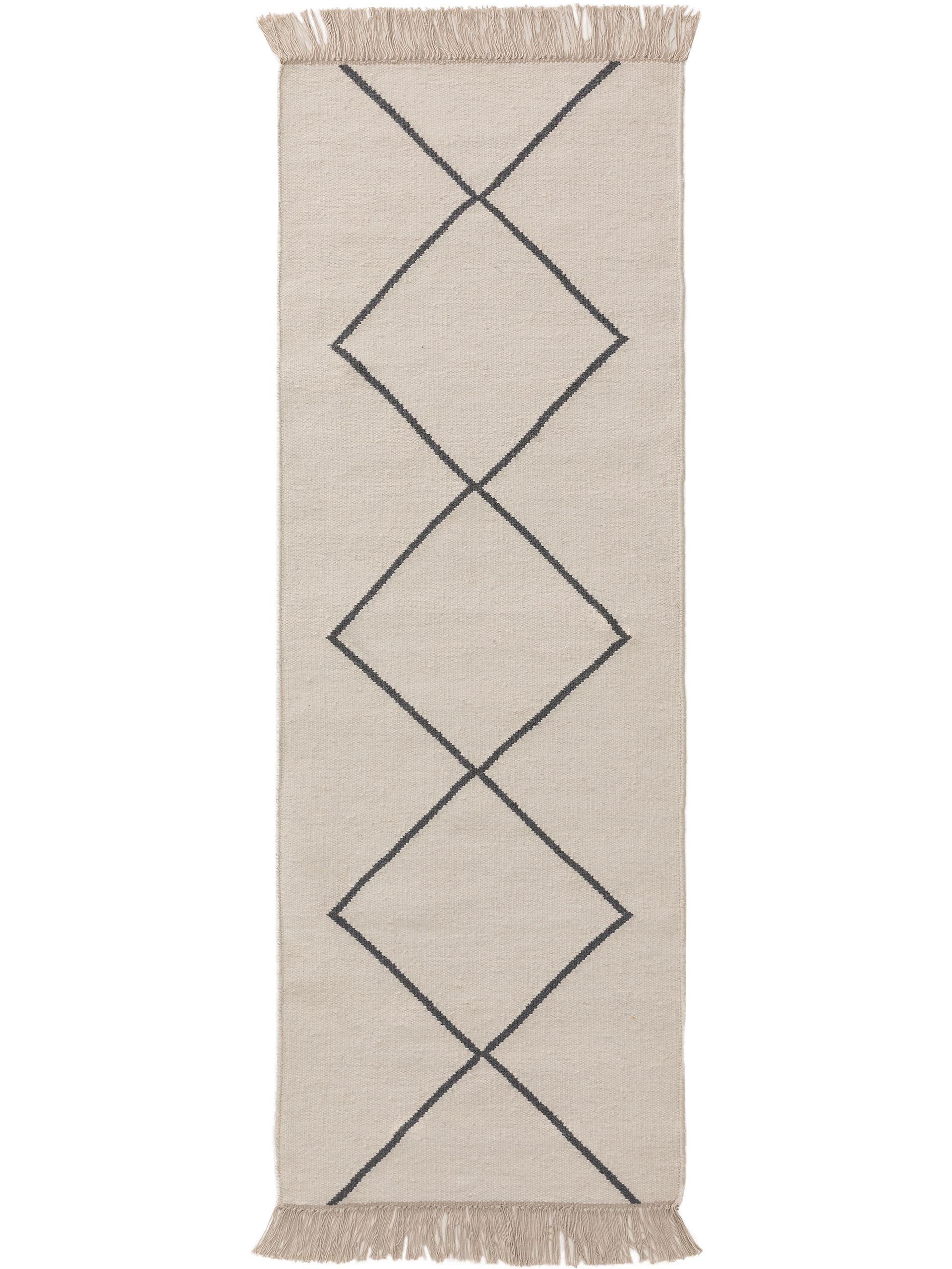 Kilim tissé à la main Vince Ivoire