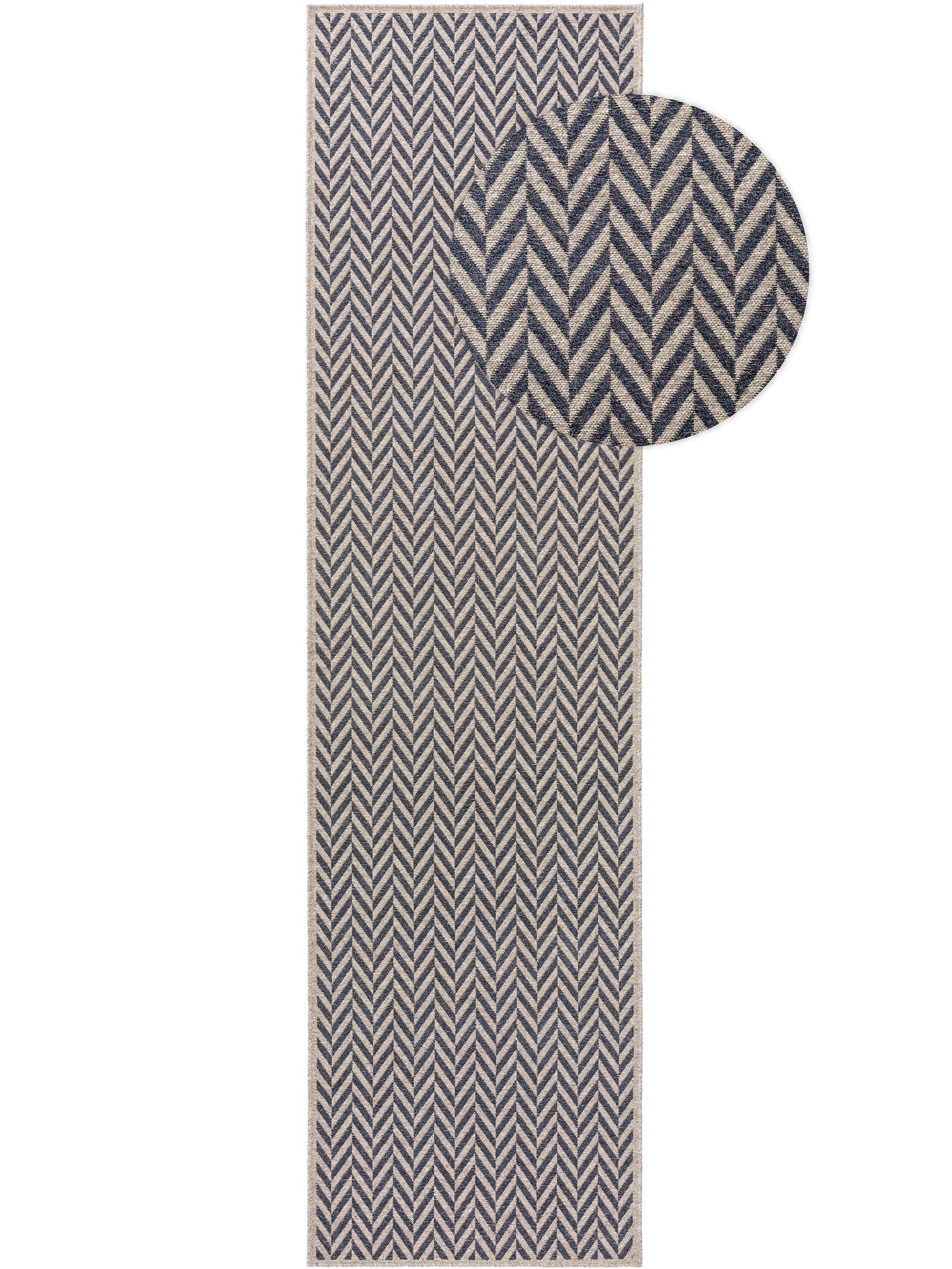 Tapis de passage en laine Jacob bleu foncé