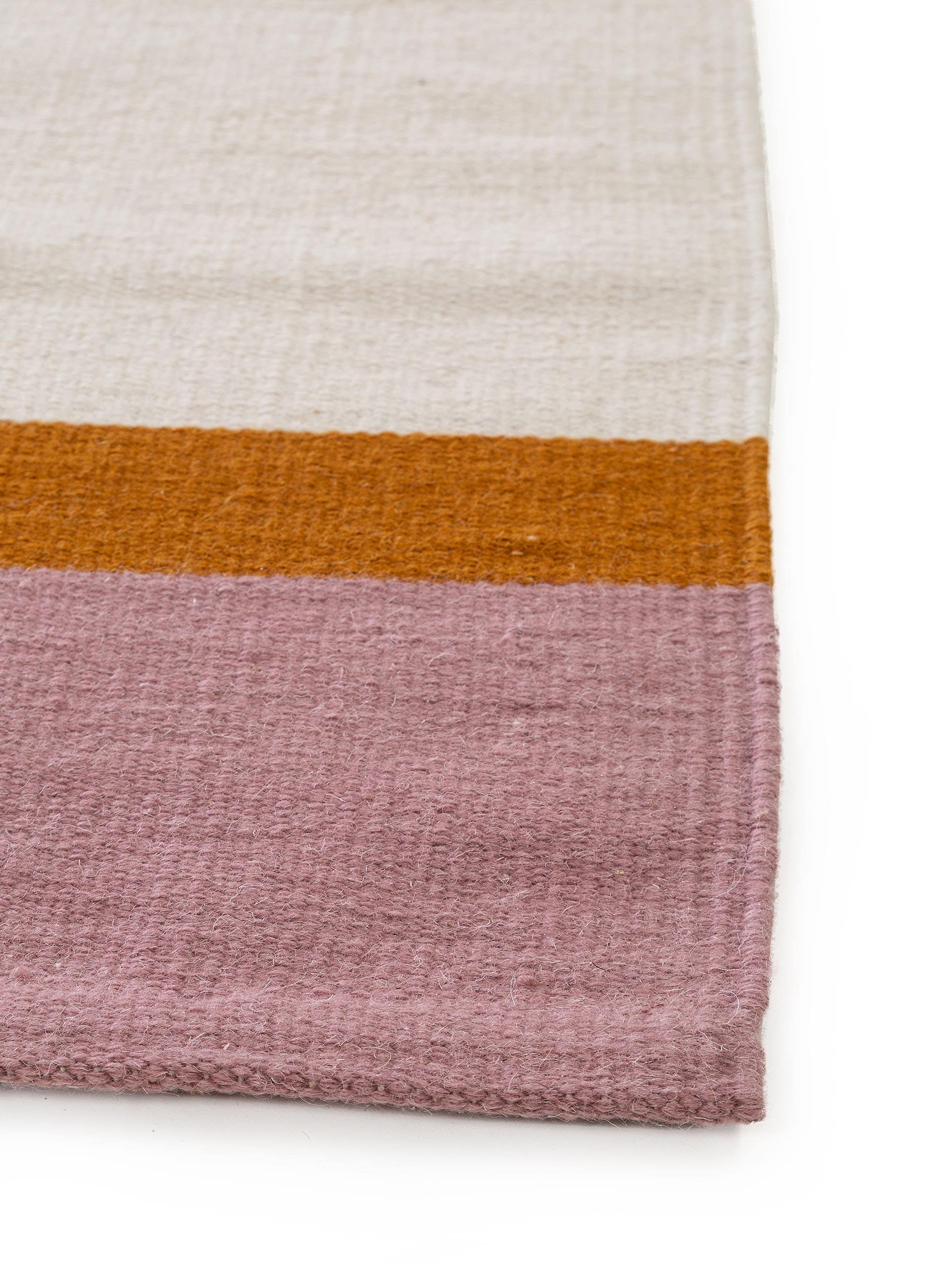 Wollteppich Läufer New Stripes Cream/Rosa