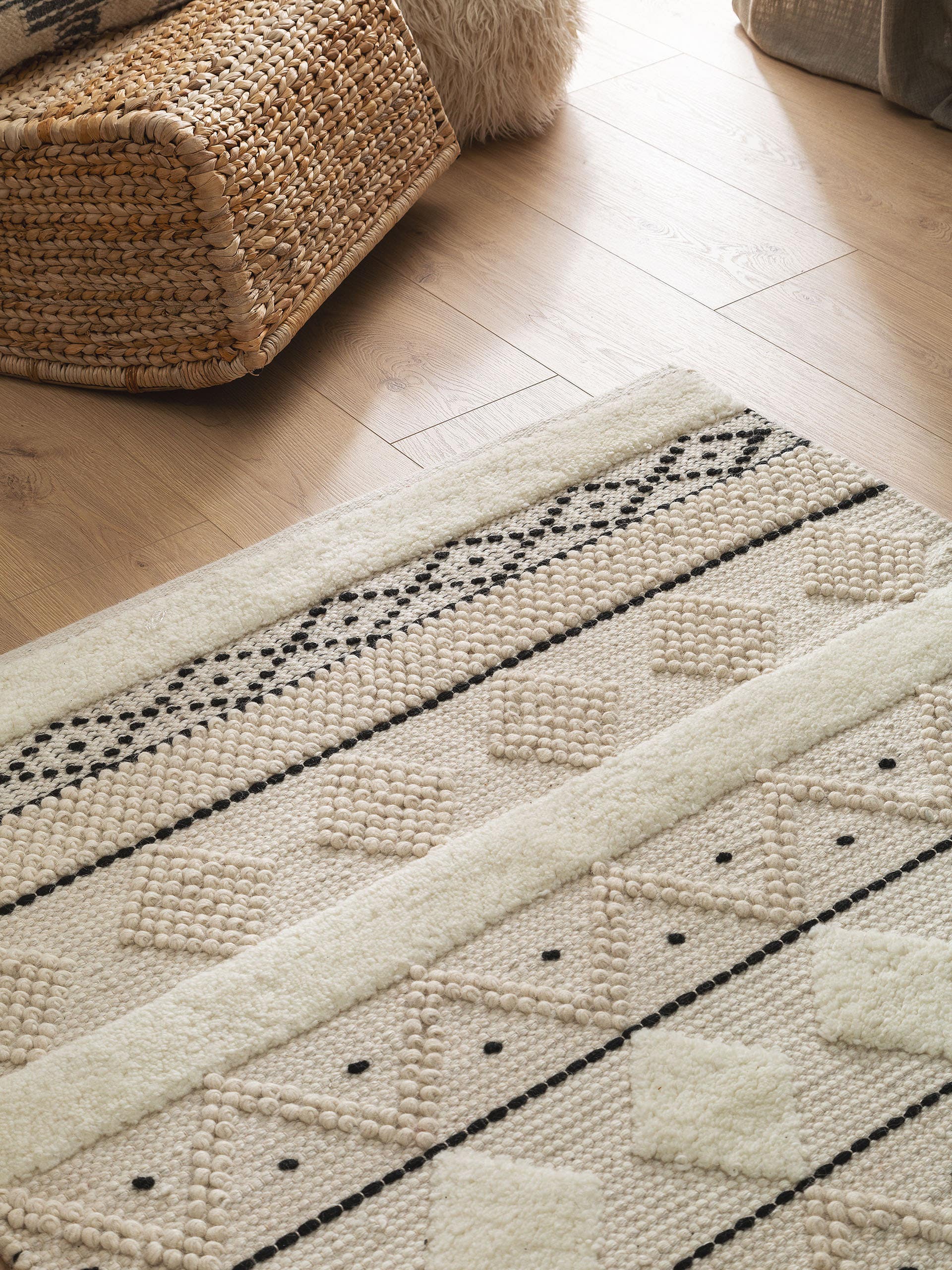Tapis en laine Amari ivoire