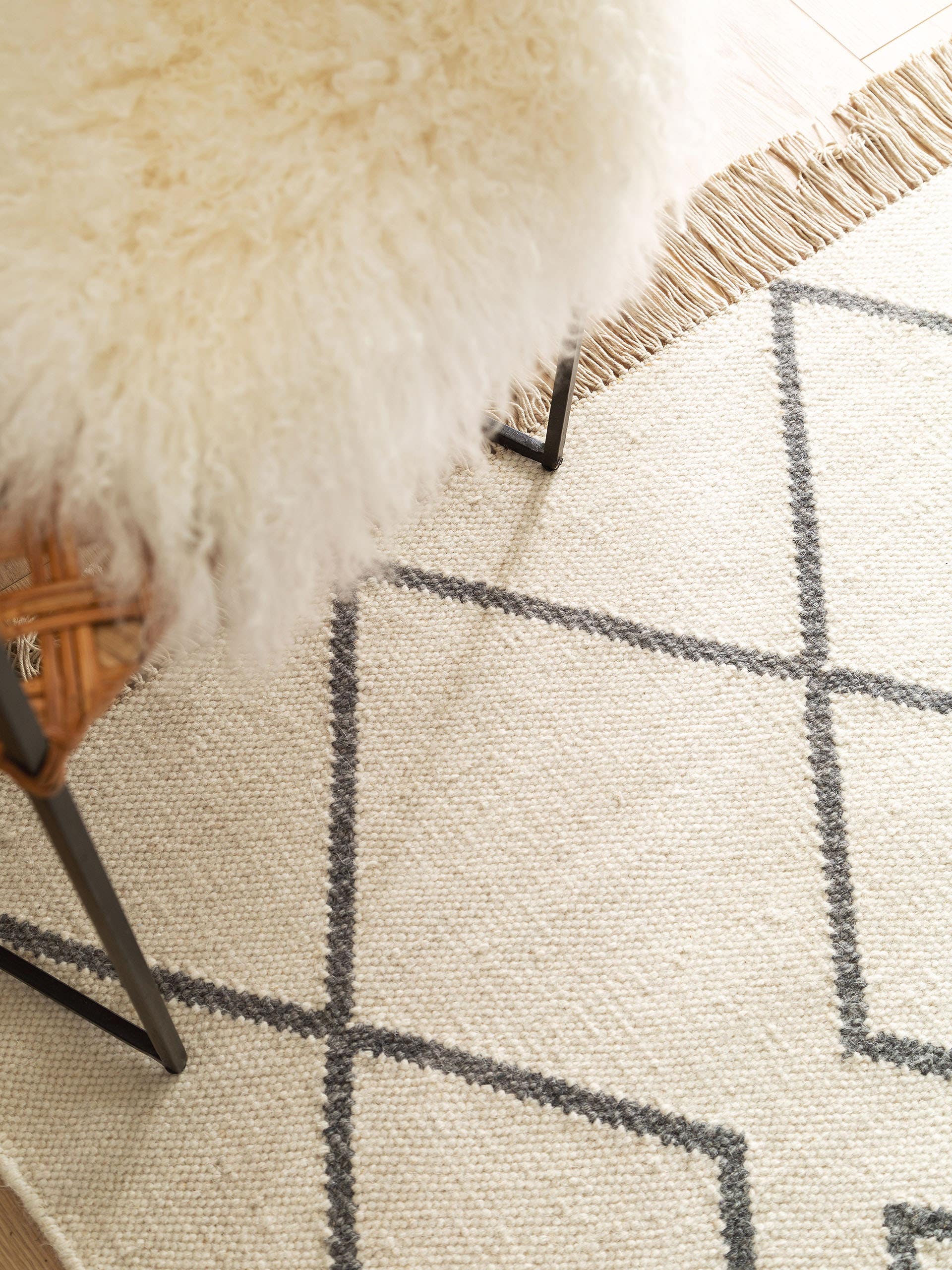 Kilim tissé à la main Vince Ivoire
