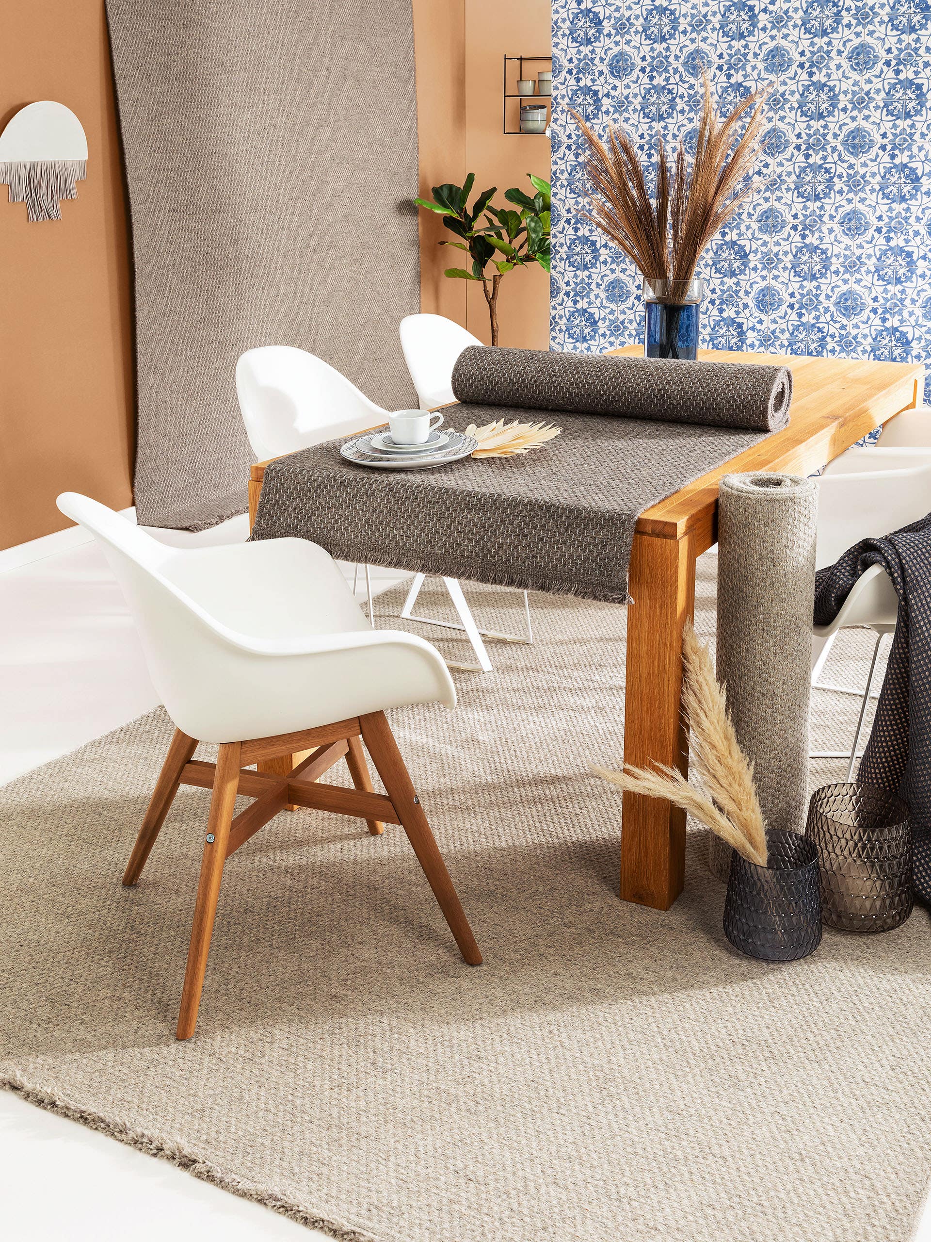 Tapis de passage en laine Celia gris foncé