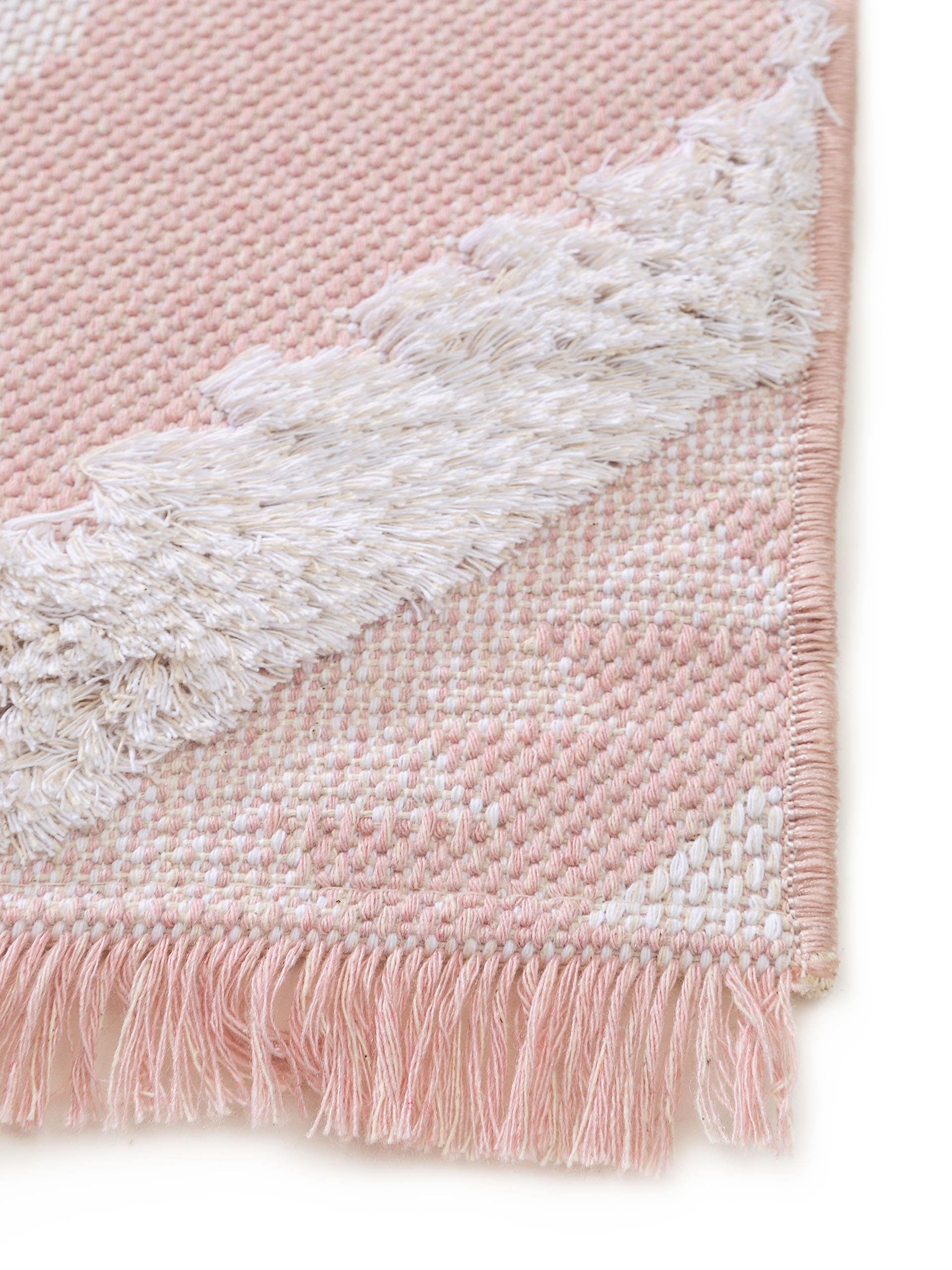 Waschbarer Baumwollteppich Oslo Cream/Rosa