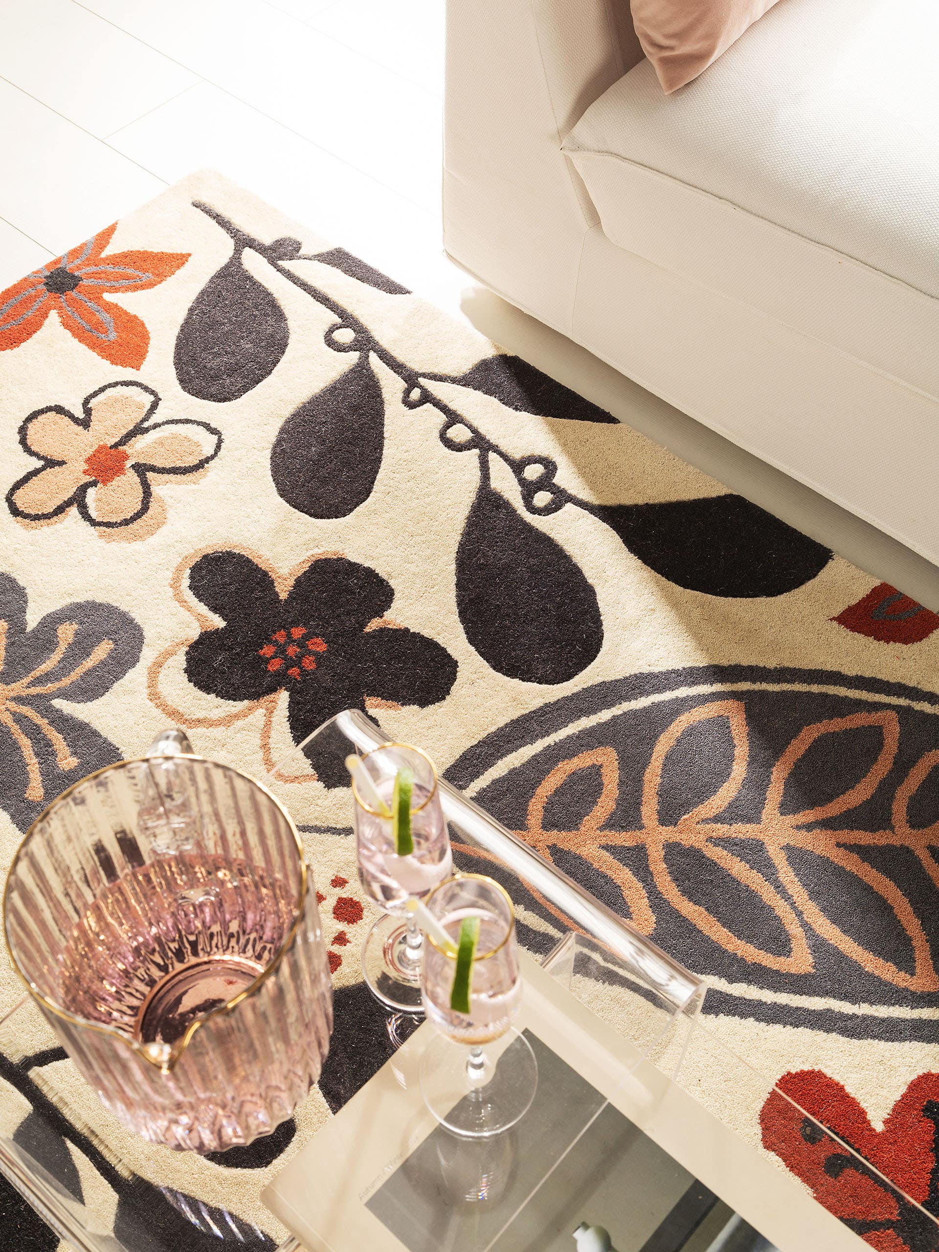 Tapis en laine fleuri