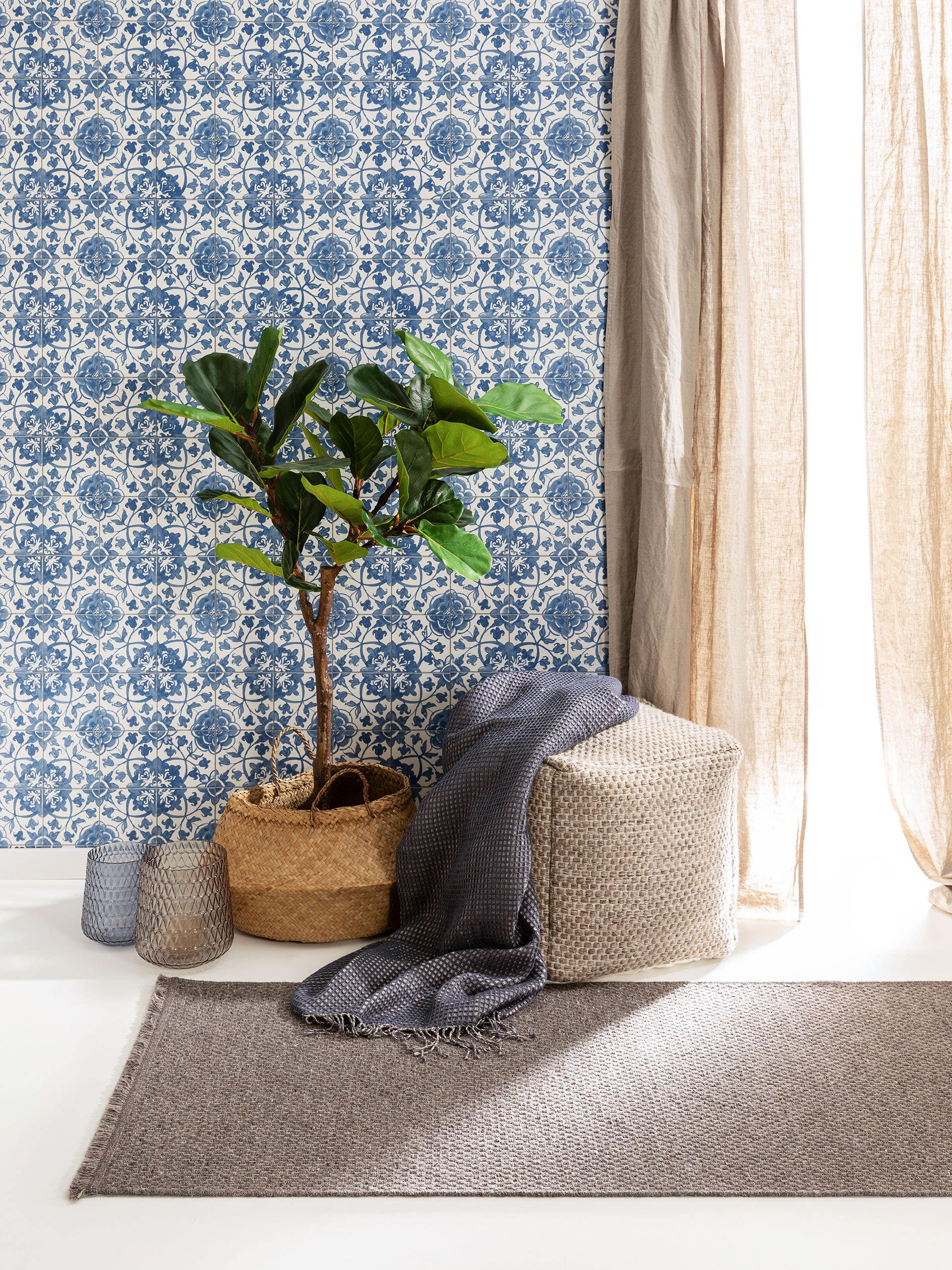 Tapis de passage en laine Celia gris foncé