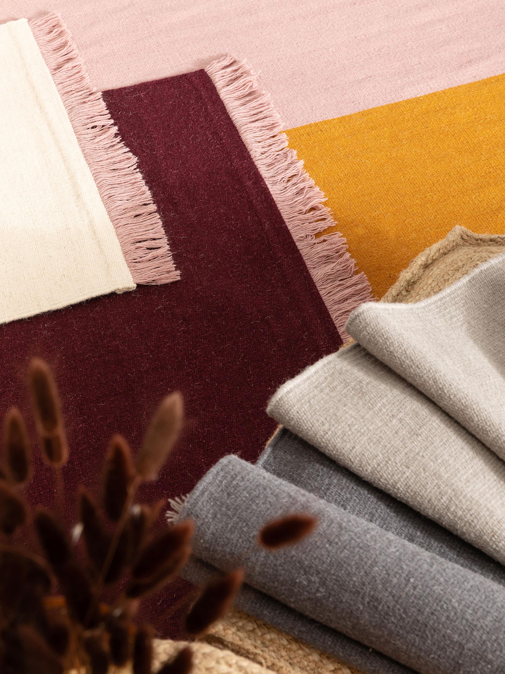 Tapis en laine Blok /Rouge foncé