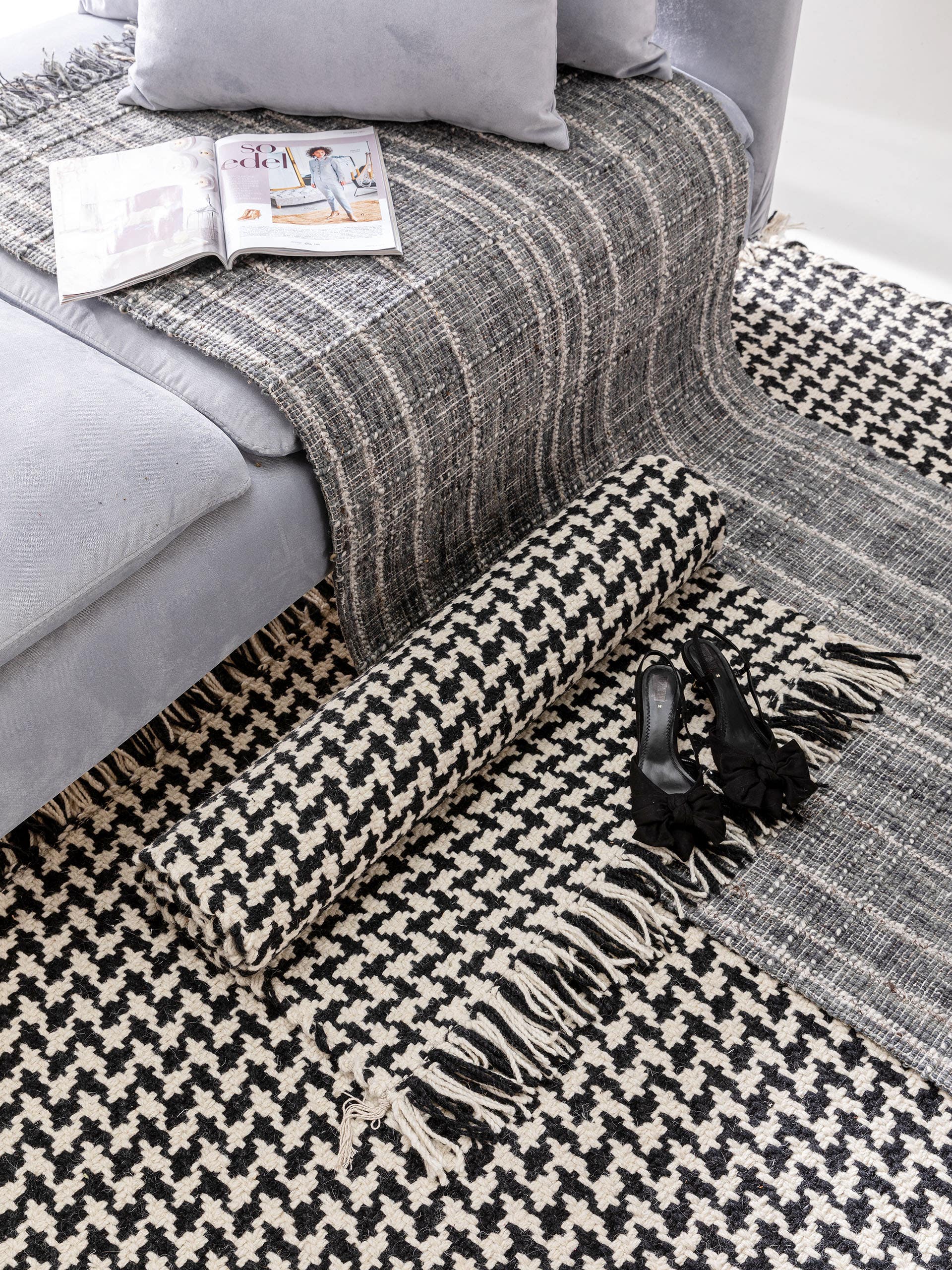 Tapis de passage en laine Pepita