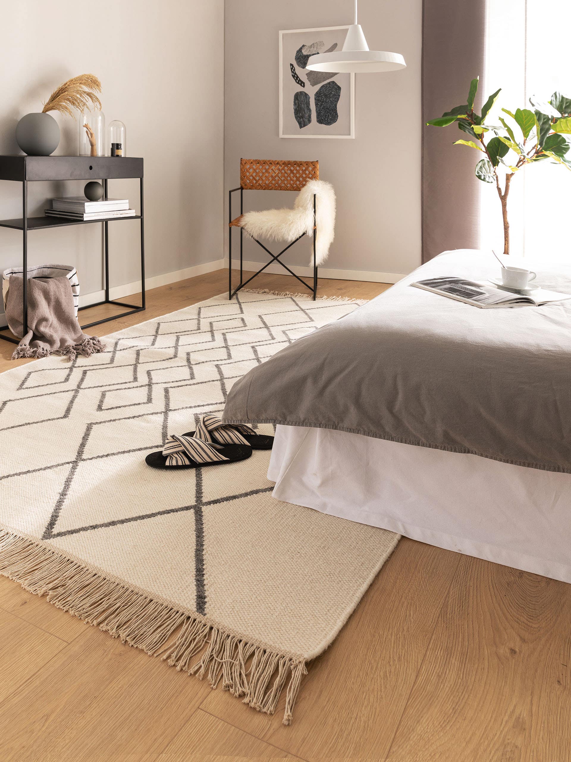 Kilim tissé à la main Vince Ivoire