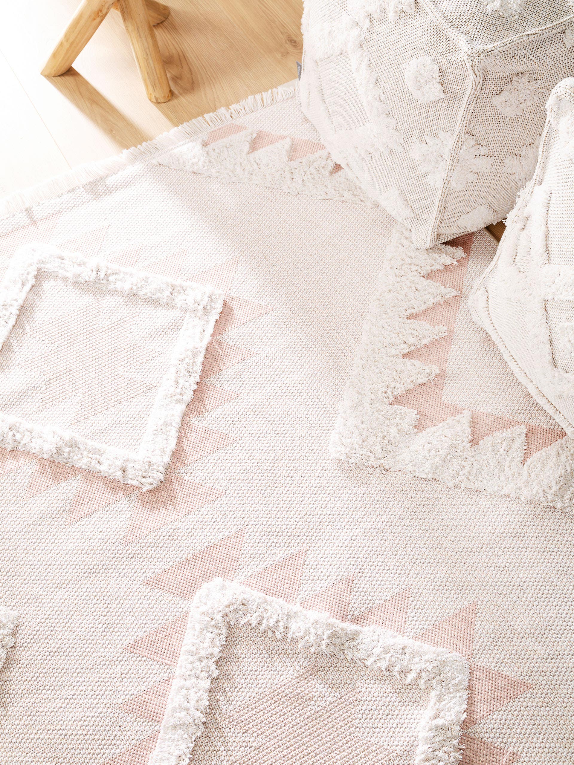 Waschbarer Baumwollteppich Oslo Cream/Rosa