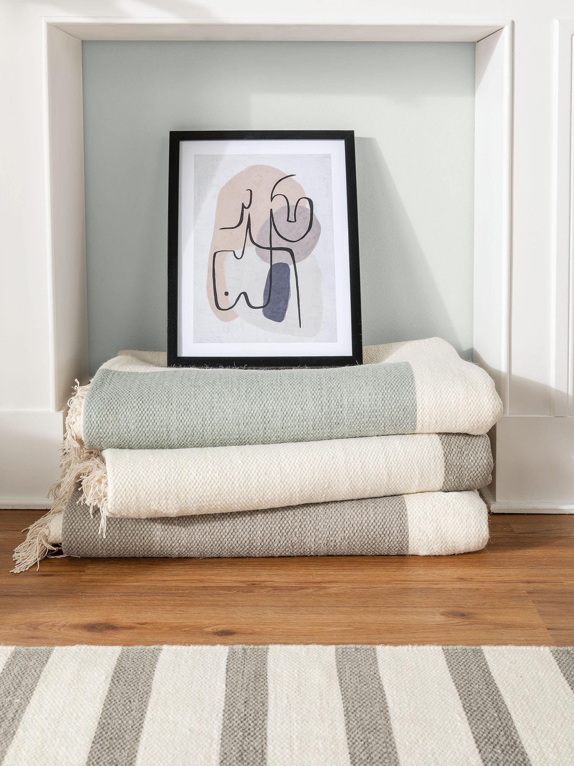 Tapis en laine Neo Crème/Menthe