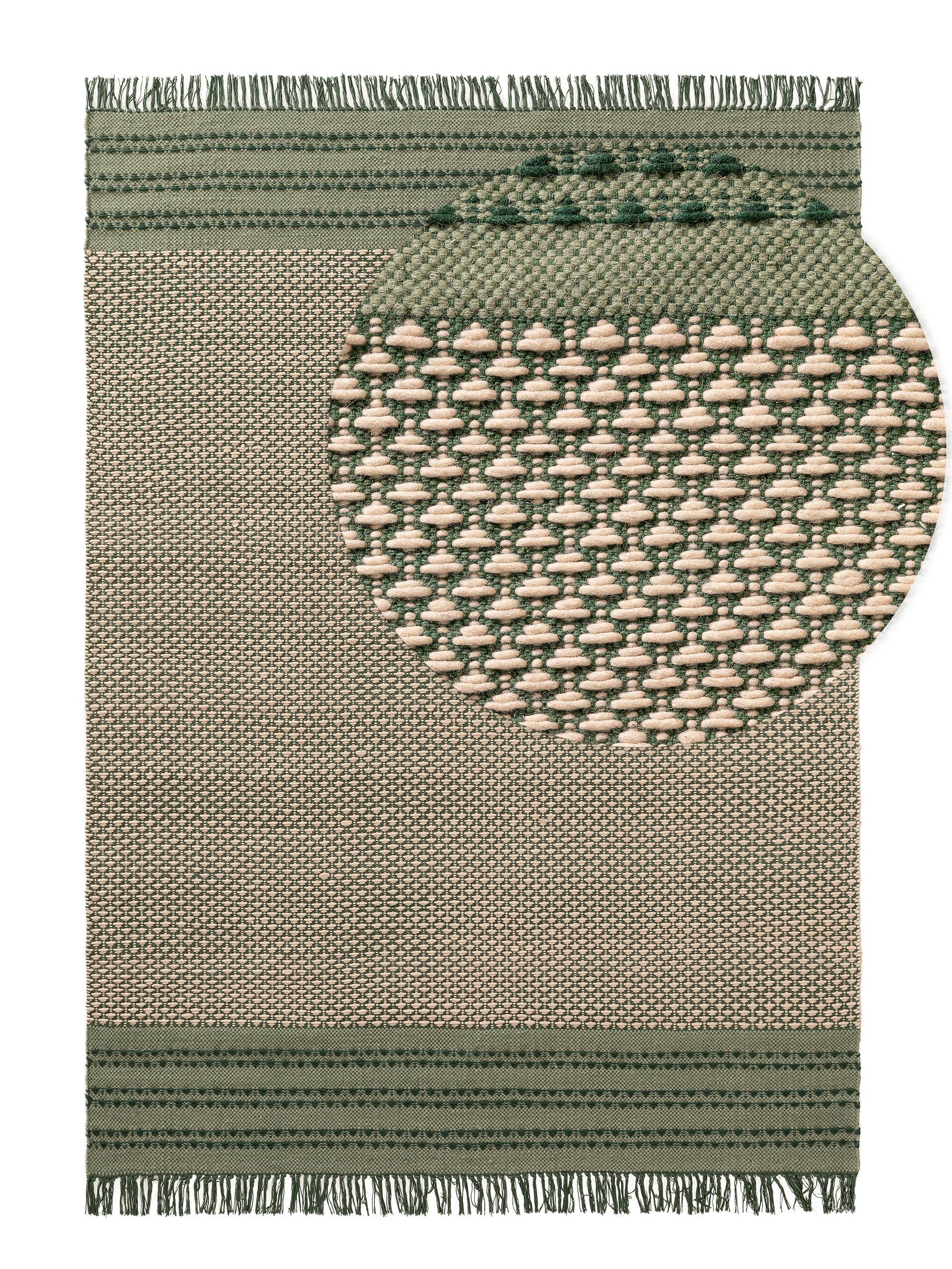 Tapis Tolga en laine crème/vert