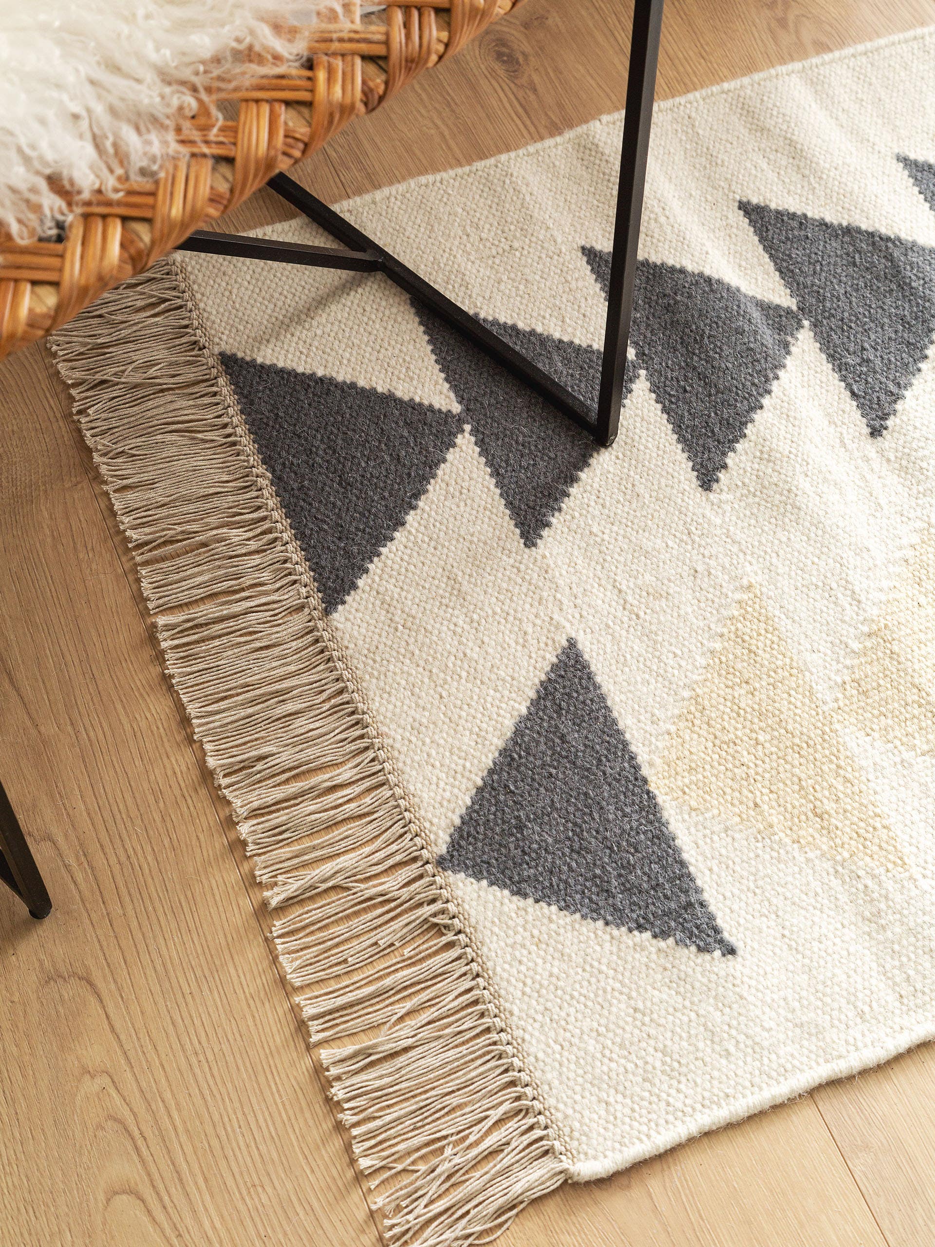 Kilim tissé à la main Vince Ivoire