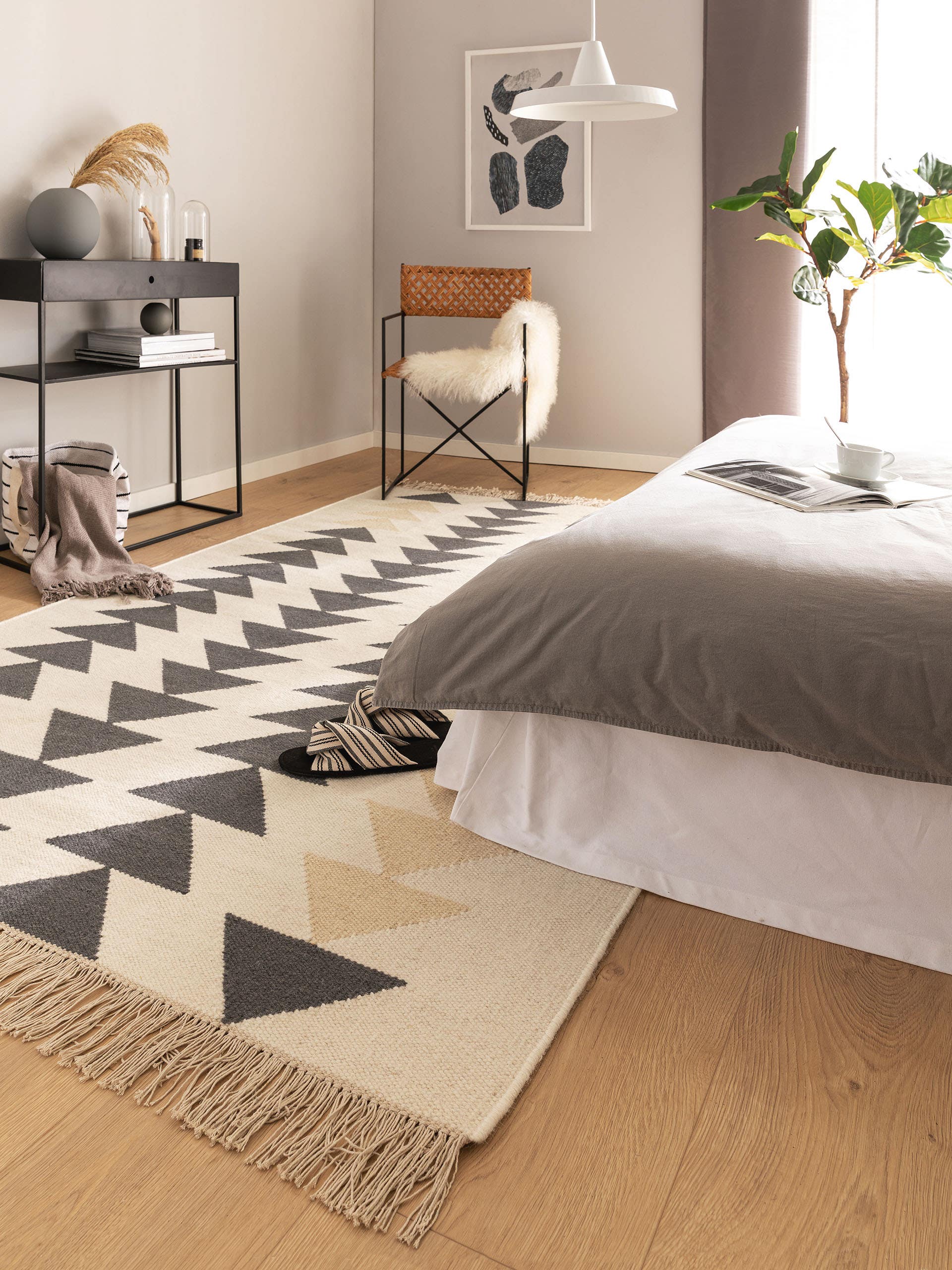 Kilim tissé à la main Vince Ivoire