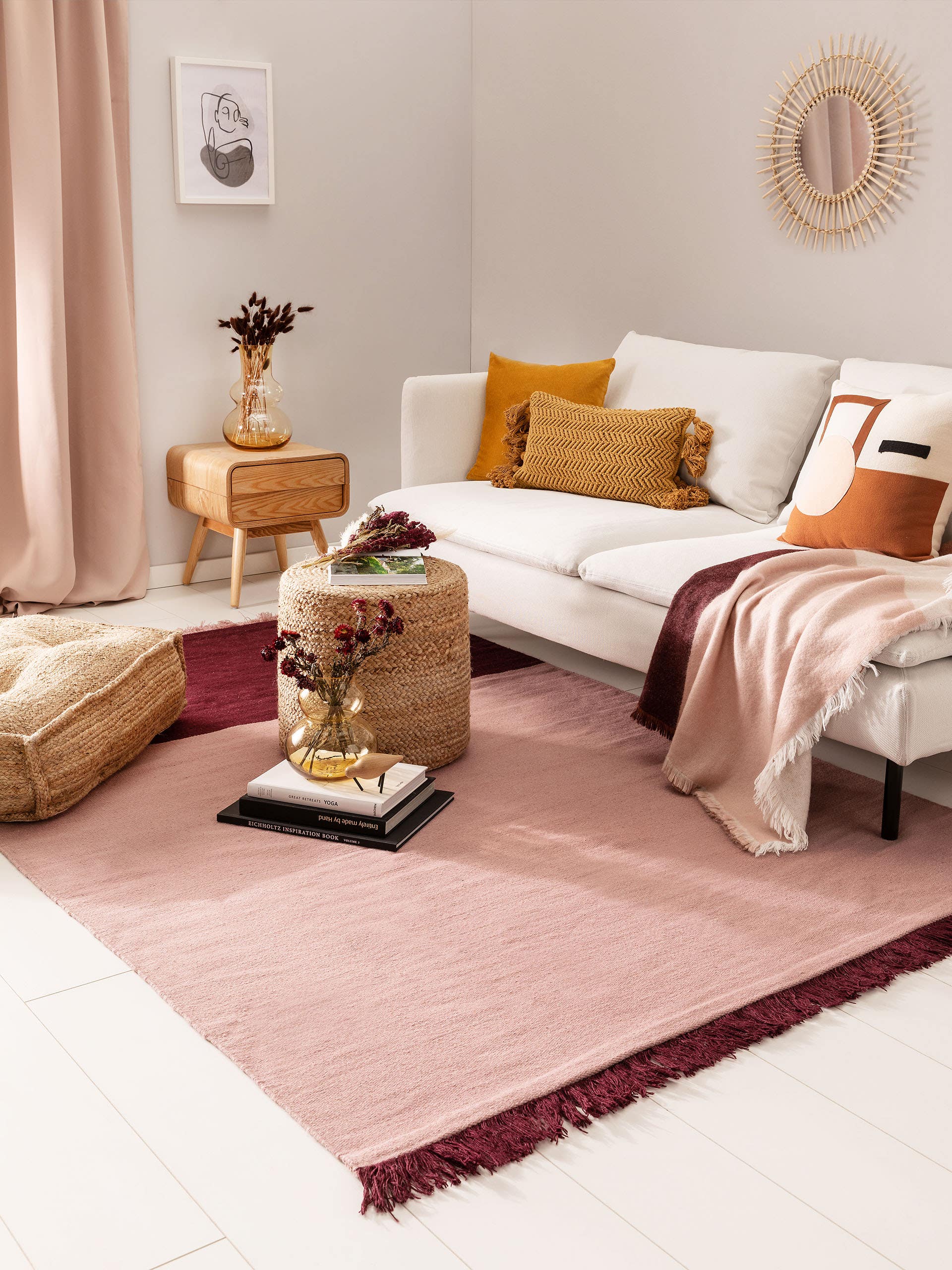 Tapis en laine Blok /Rouge foncé