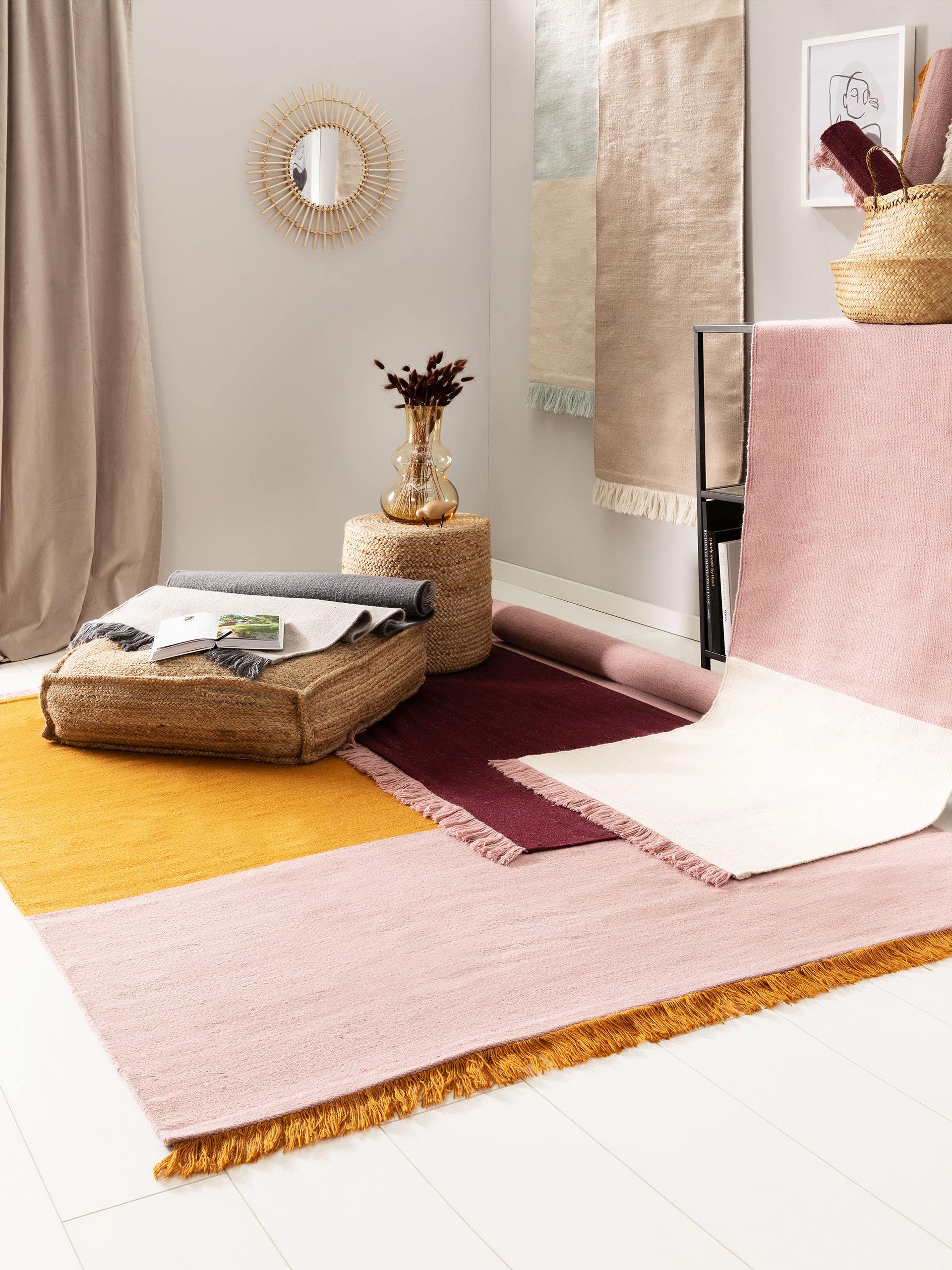 Tapis en laine Blok /Rouge foncé