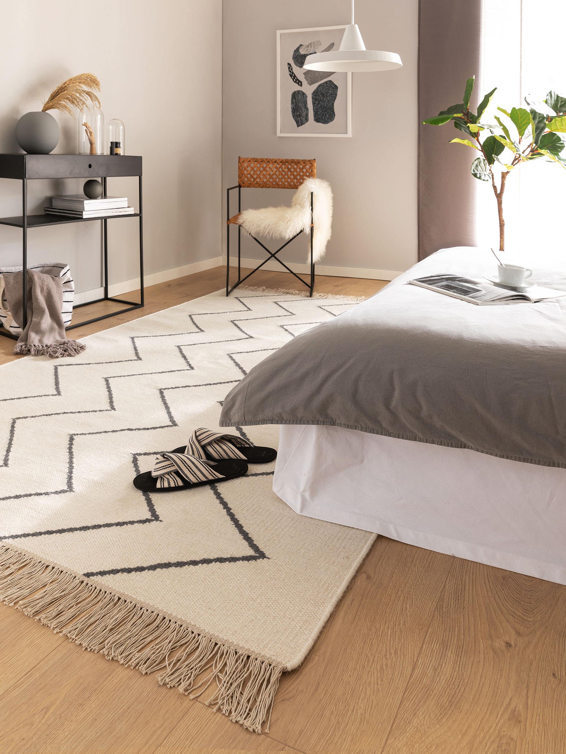 Kilim tissé à la main Vince Ivoire