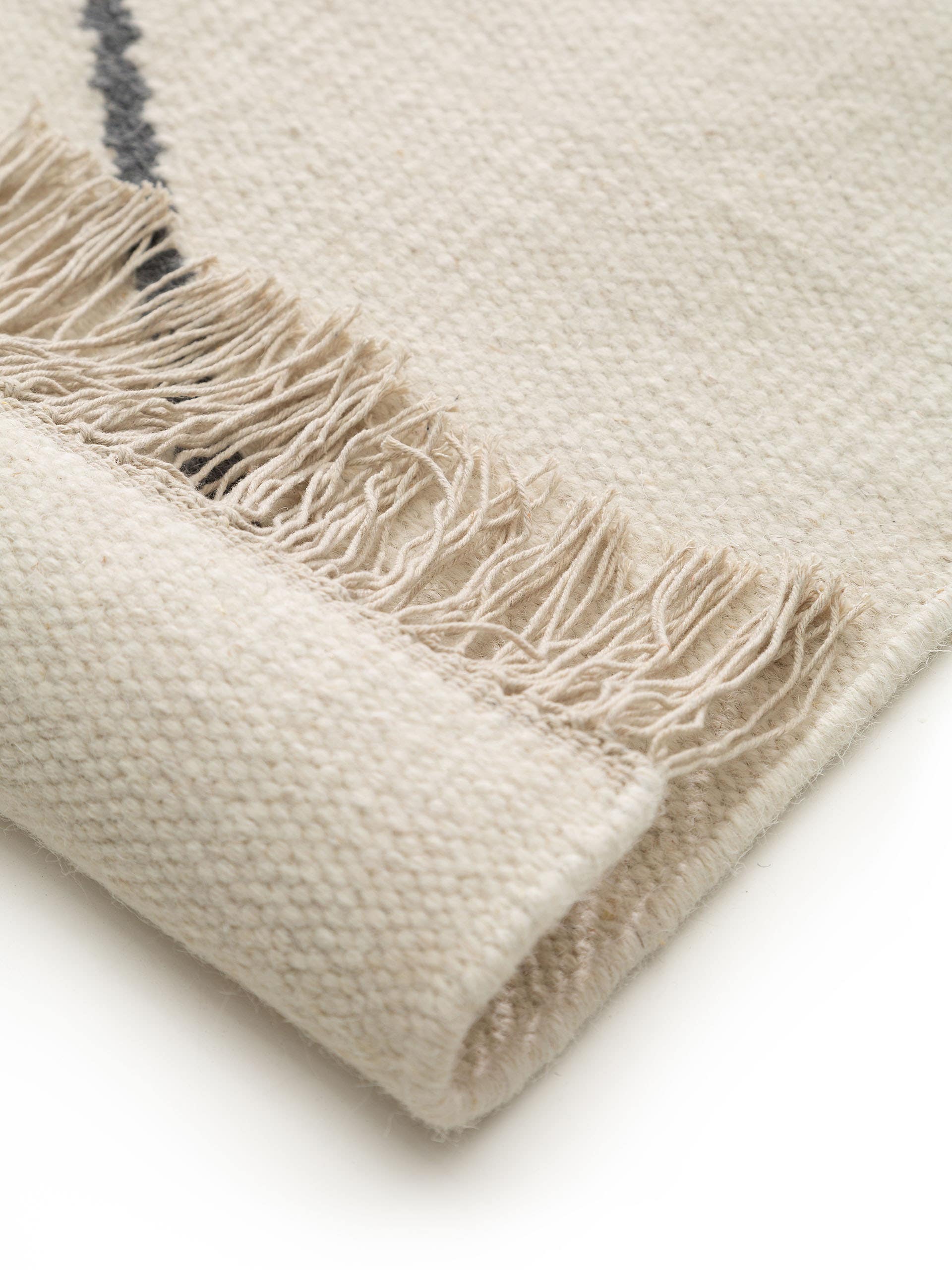 Kilim tissé à la main Vince Ivoire