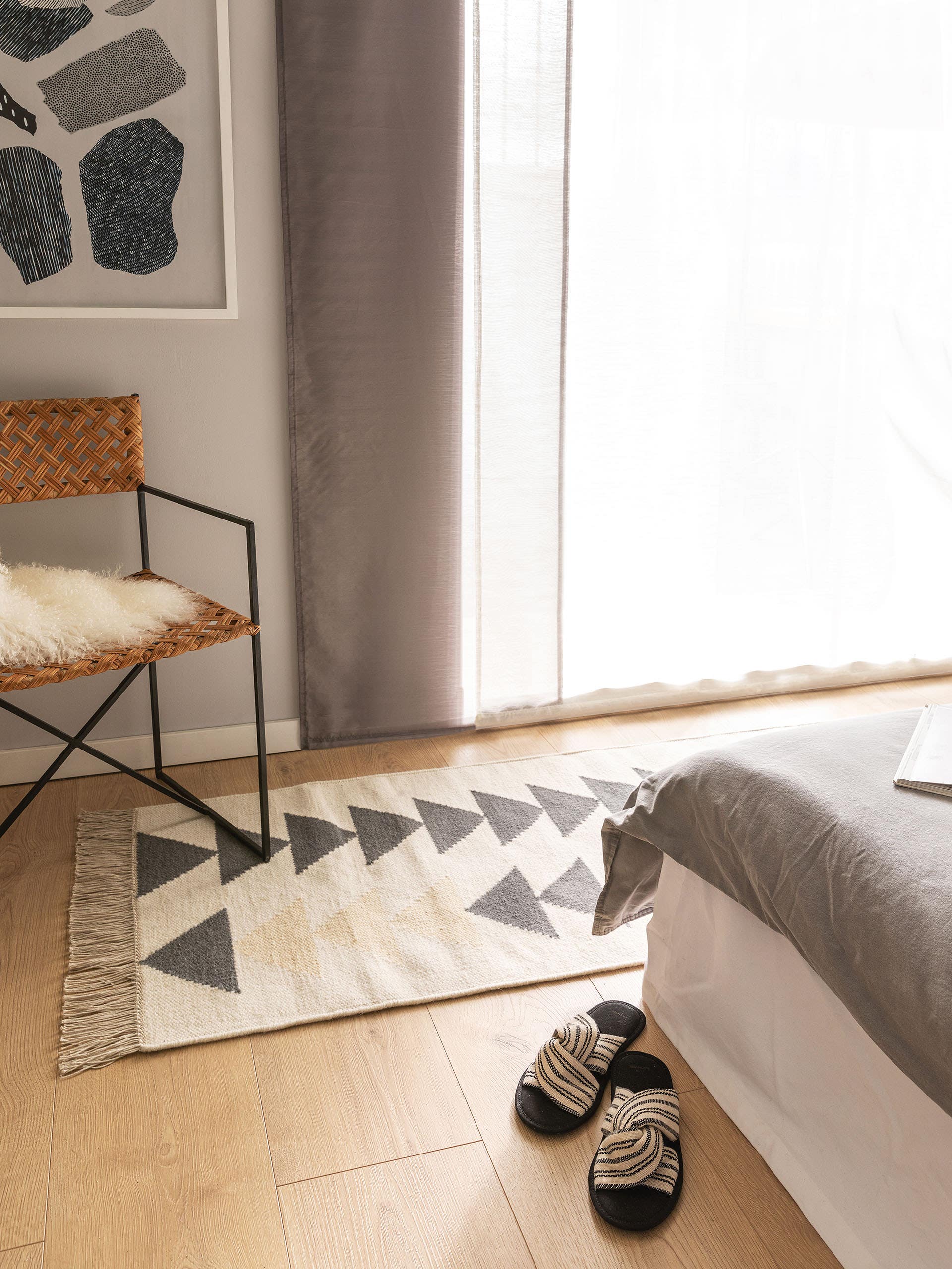 Kilim tissé à la main Vince Ivoire