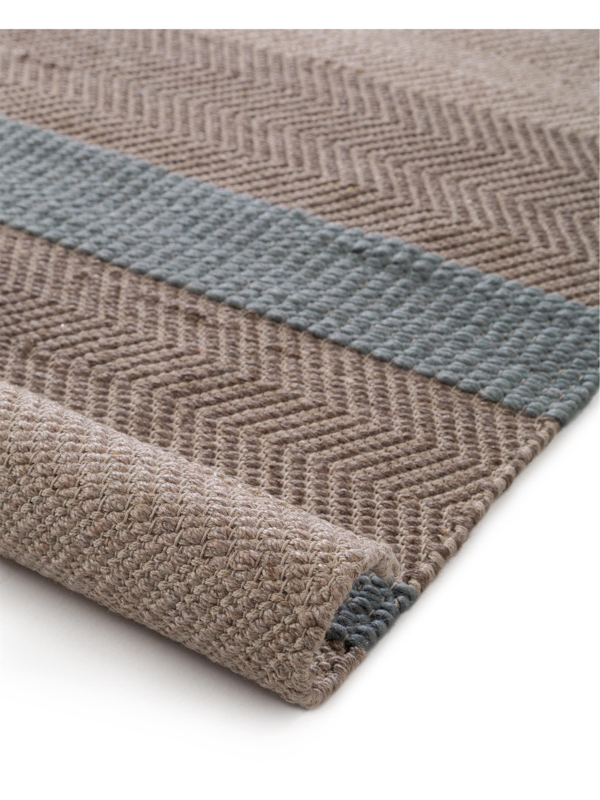 Tapis de passage en laine Phrena bleu clair