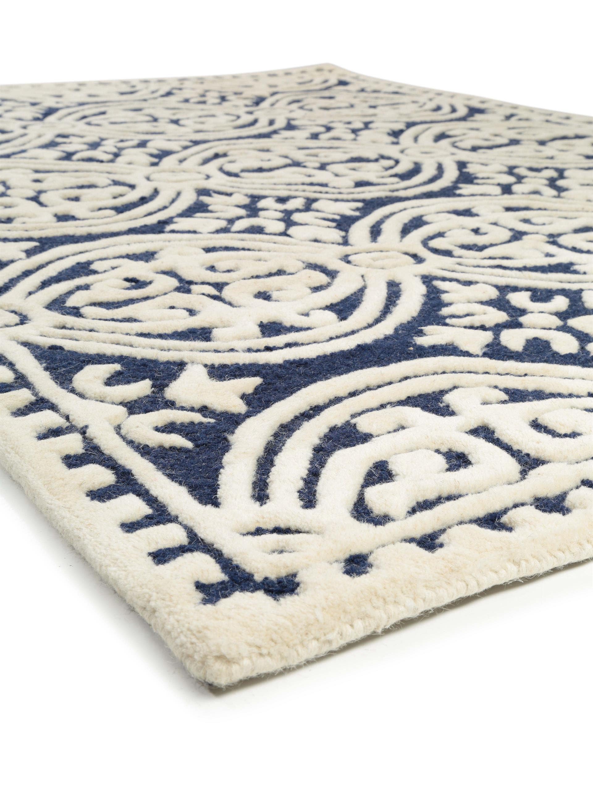 Tapis en laine Windsor bleu foncé