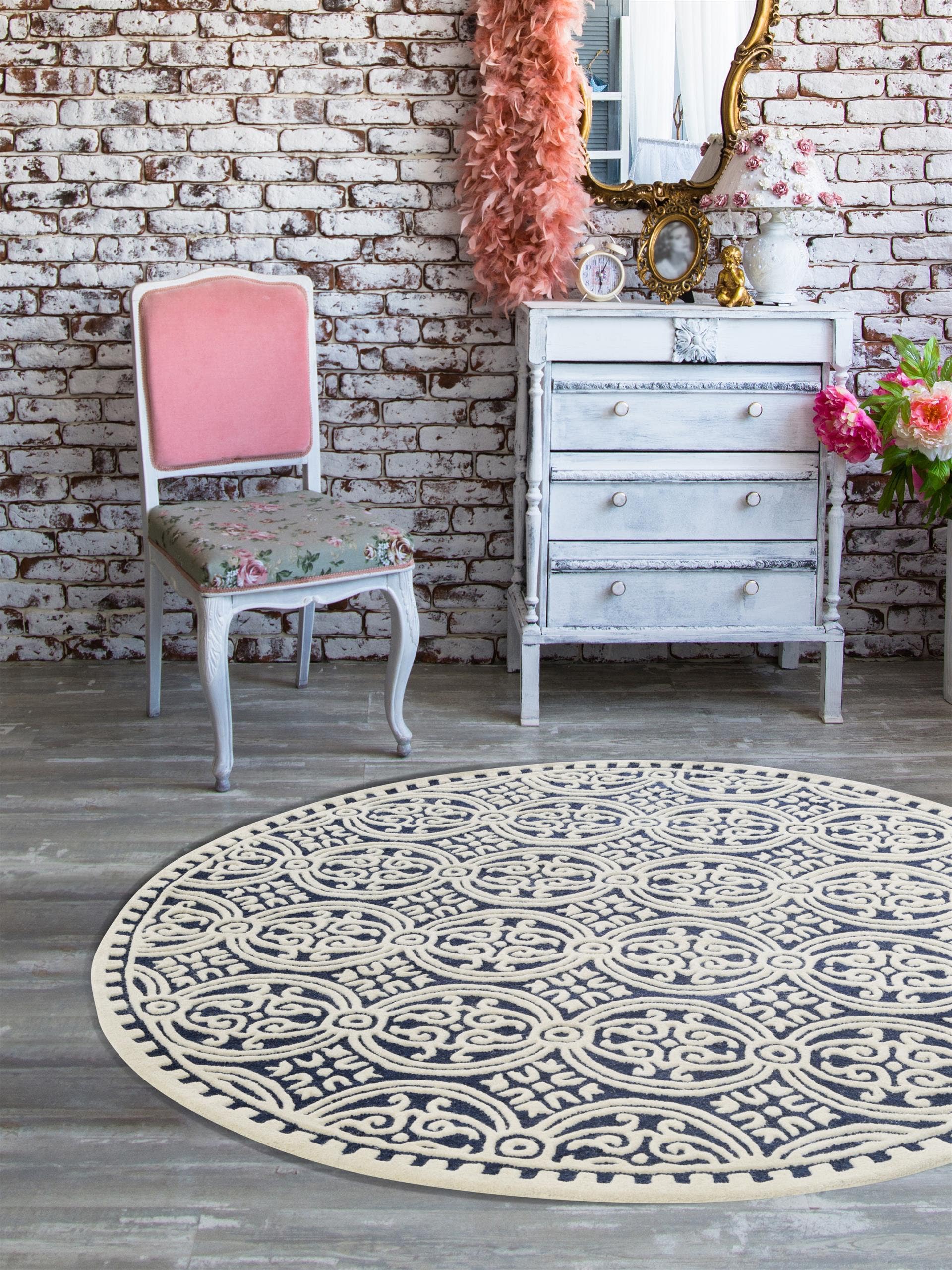 Tapis en laine Windsor bleu foncé