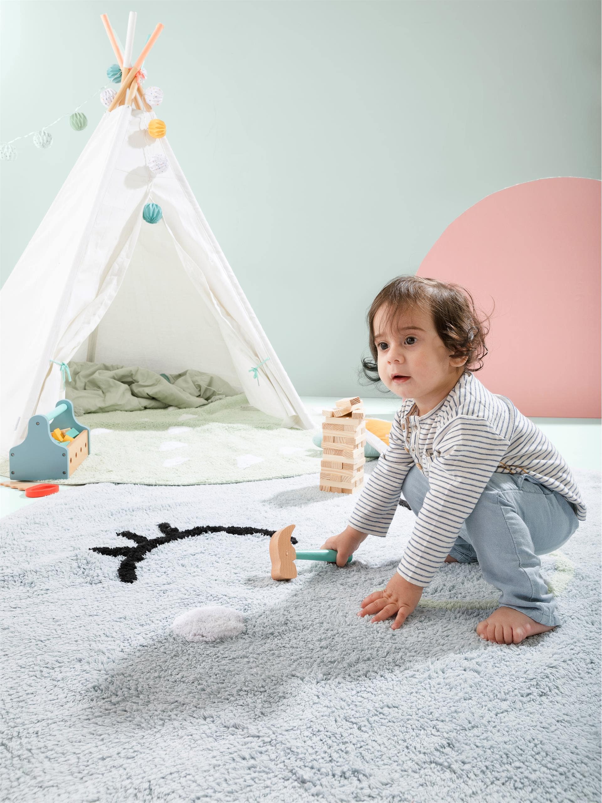 Waschbarer Kinderteppich Inka